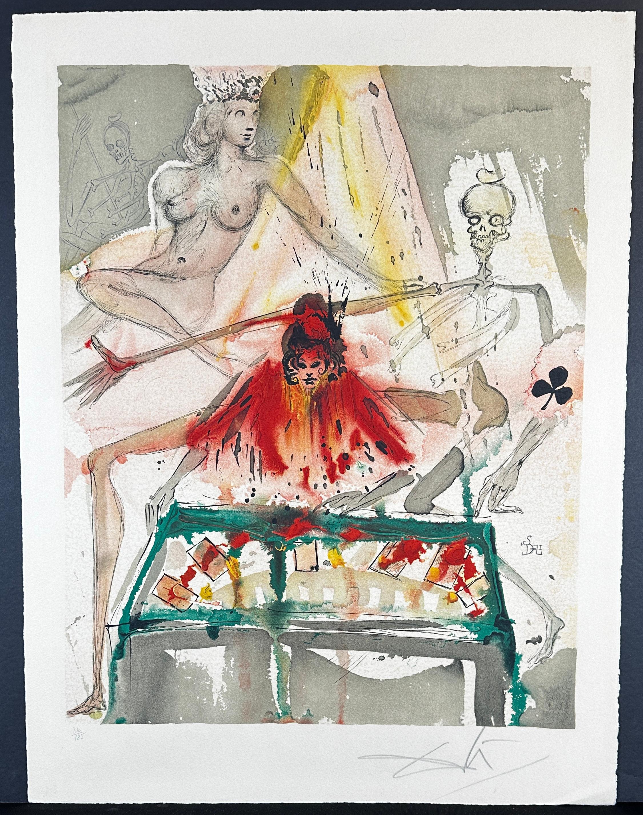 Figurative Print Salvador Dalí - Carmen Les cartes Spell Death to Carmen
