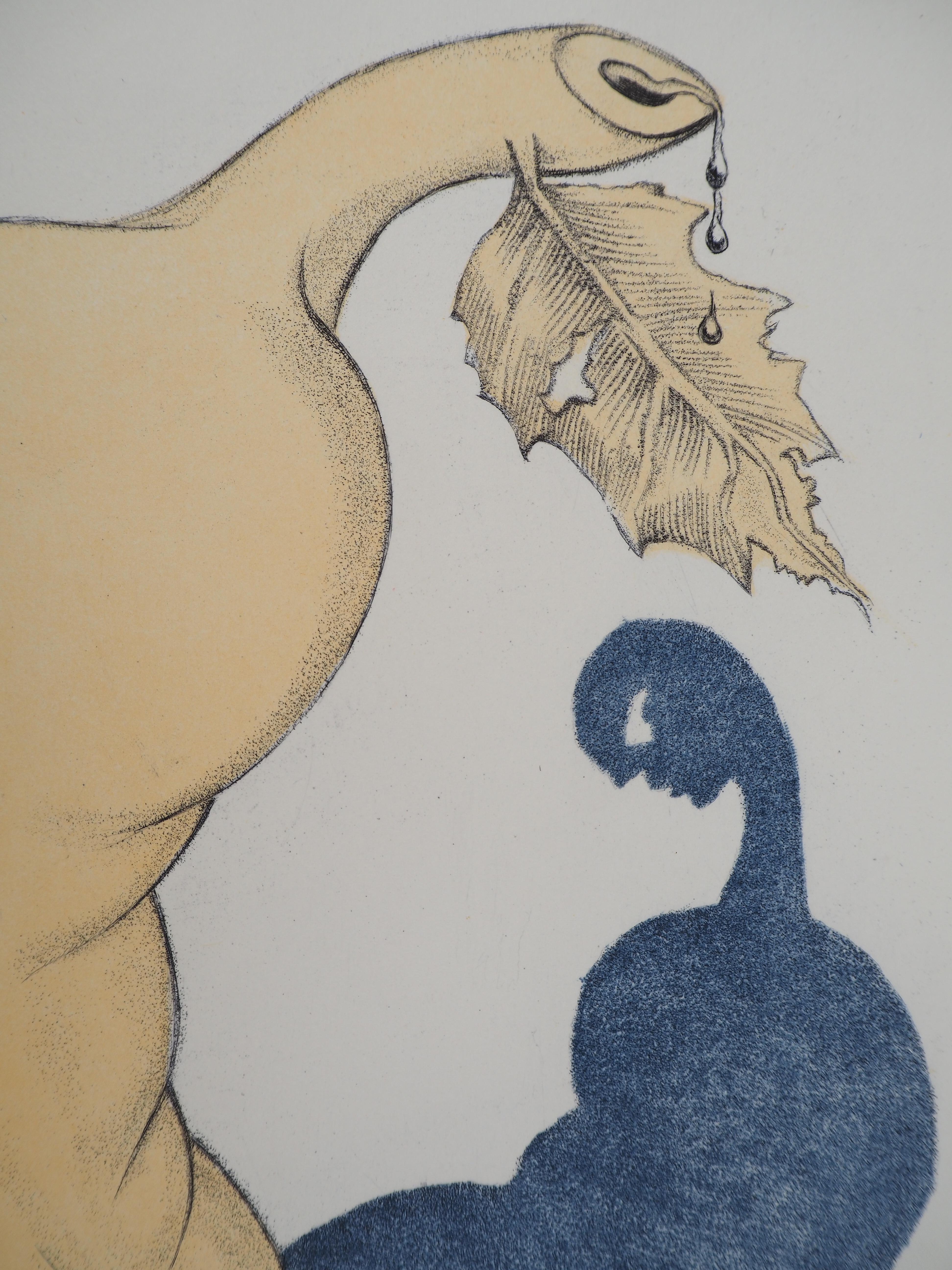 Salvador DALI (1904-1969)
Casanova : Una pera per la sete, 1967

Incisione originale
Firma stampata nella lastra
Su Vellum Rives 38 x 28 cm (c. 14,9 x 11 pollici)

RIFERIMENTI :
- Catalogo ragionato Campo #67-4 I
- Catalogo ragionato Michler e