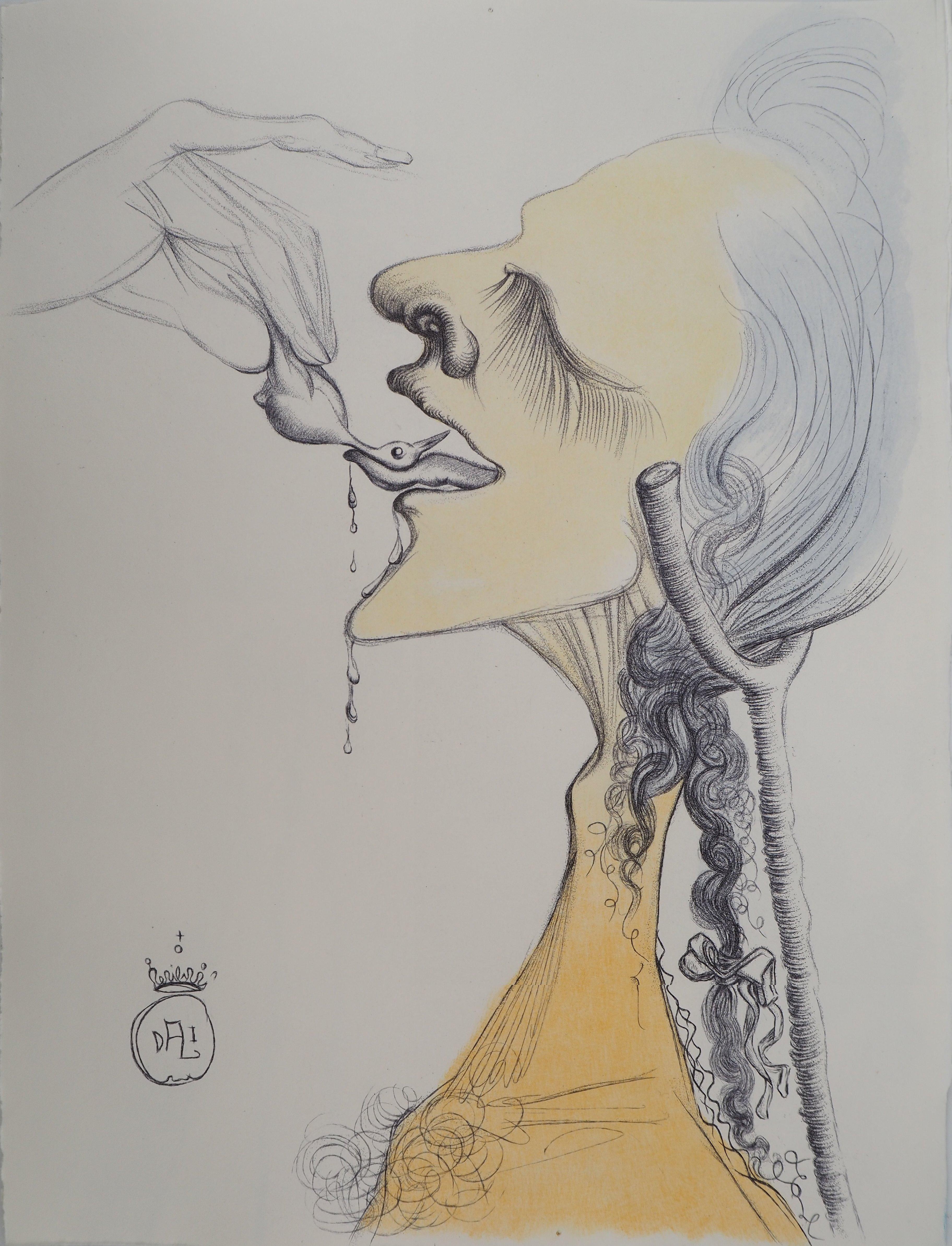 Figurative Print di Salvador Dalí - Casanova : Uccello sulla lingua - Incisione originale (Campo #67-4 F)