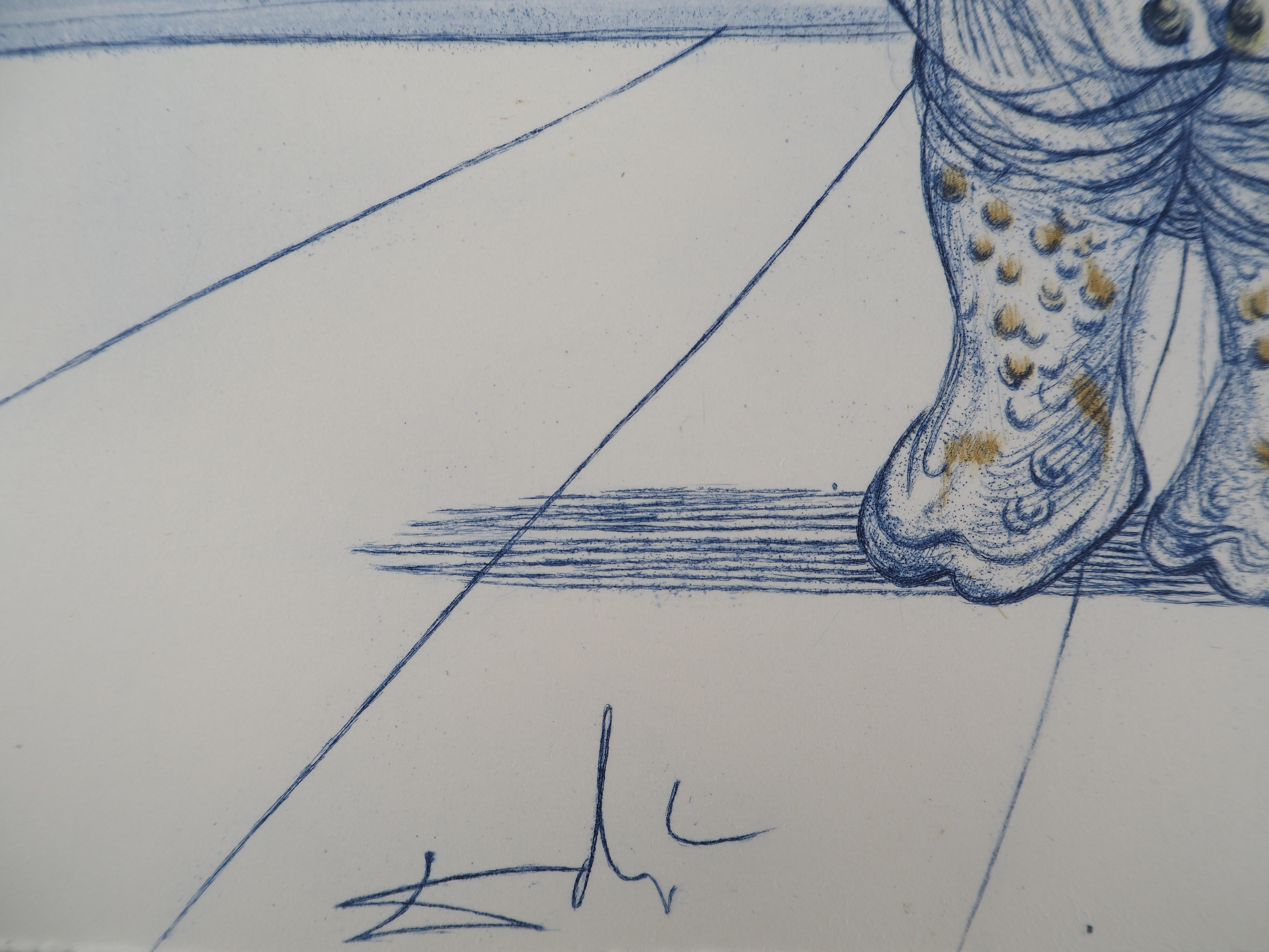 Casanova : Desnudo con Rinoceronte - Grabado original (Campo #67-4 N) - Print Surrealista de Salvador Dalí