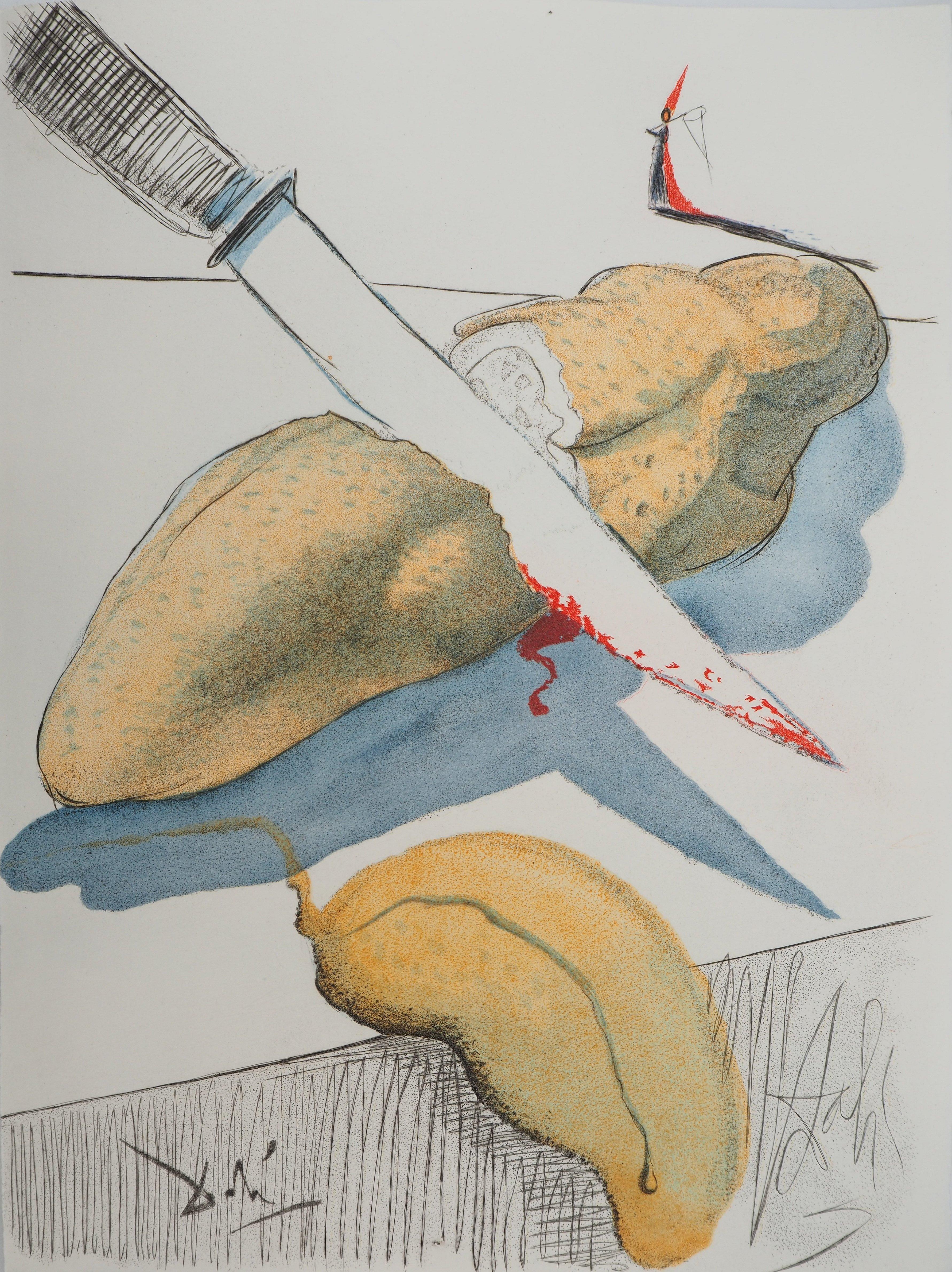 Figurative Print di Salvador Dalí - Casanova : Sommelier Amore con cetriolo - Incisione originale (Campo #67-4E)