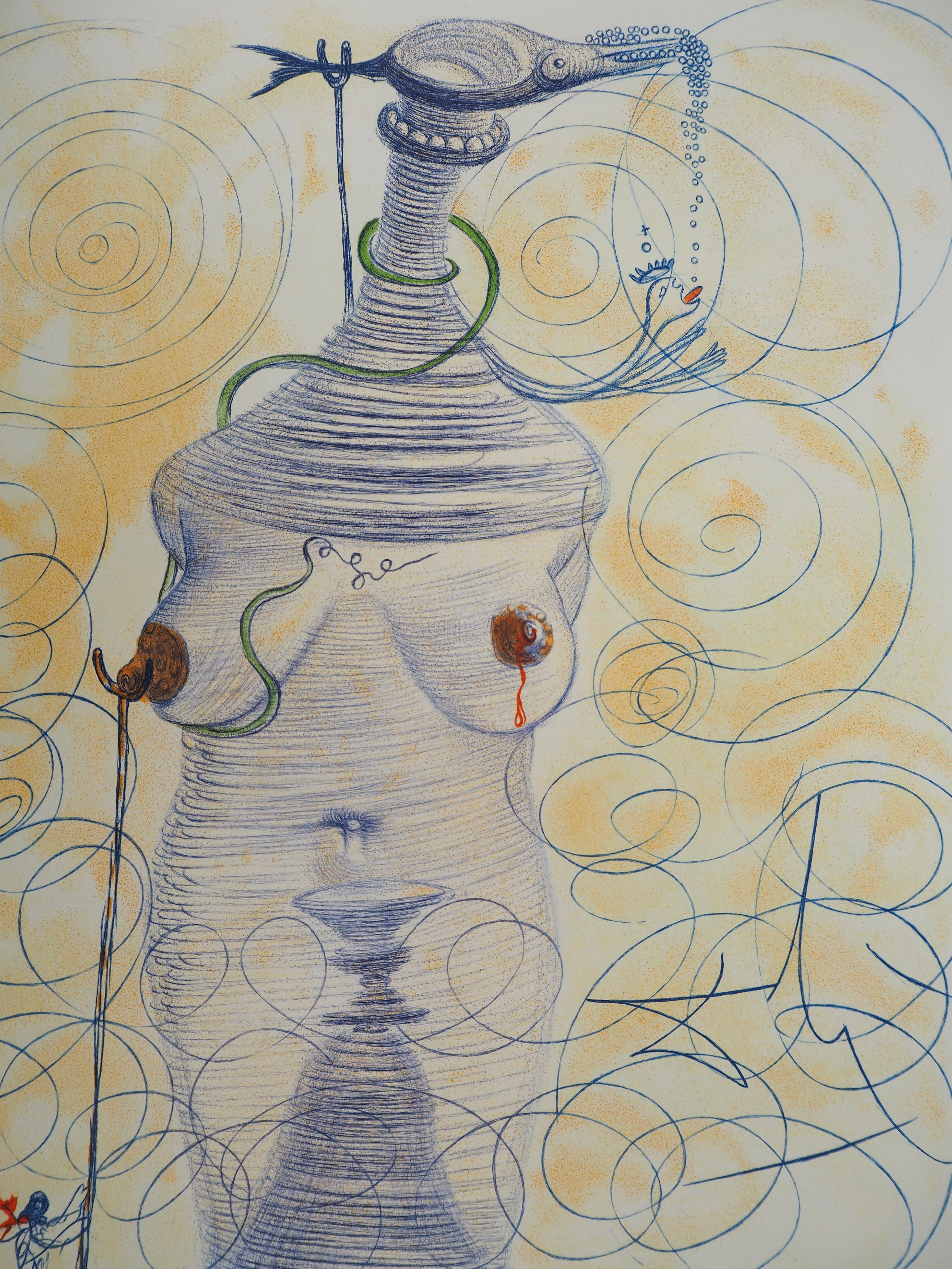 Casanova : Donna surrealista con stampella - Incisione originale (Campo #67-4 D) - Print Surrealismo di Salvador Dalí