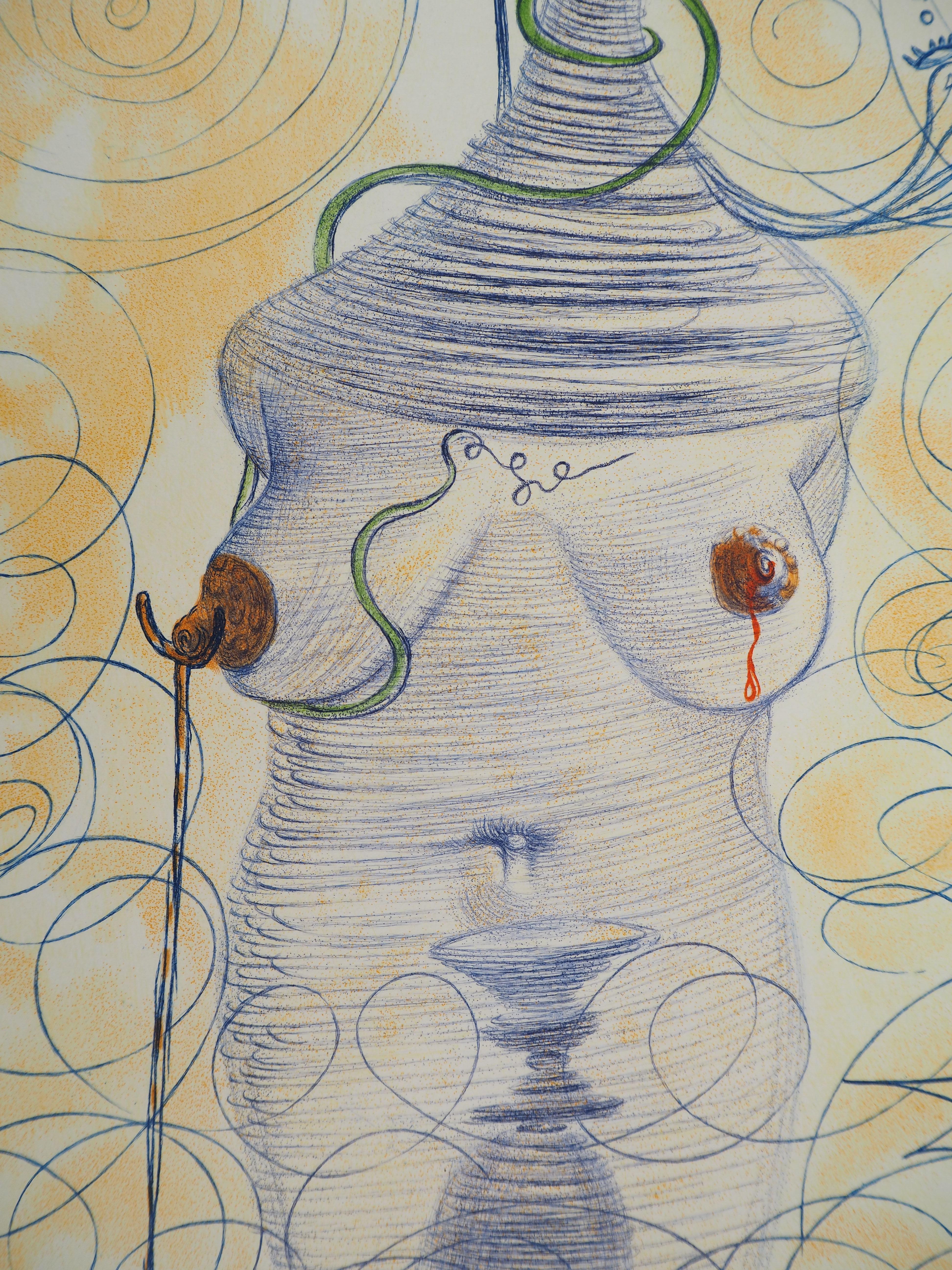 Salvador DALI (1904-1969)
Casanova : Donna surrealista con stampella, 1967

Incisione originale
Firmato nel piatto
Su Vellum Rives 38 x 28 cm (c. 14,9 x 11 pollici)

RIFERIMENTI :
- Catalogo ragionato Field #67-4 D.
- Catalogo ragionato Michler e