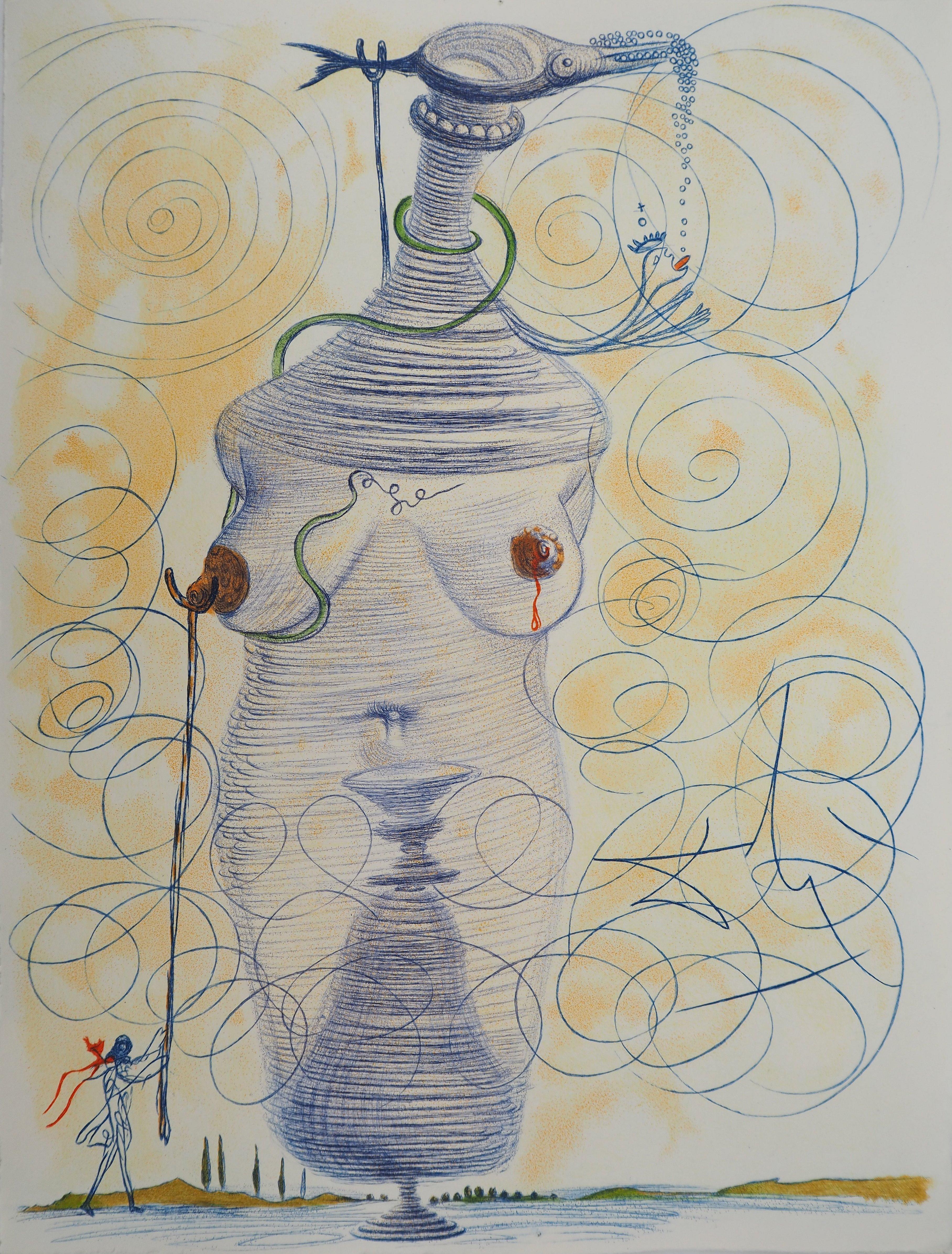 Nude Print di Salvador Dalí - Casanova : Donna surrealista con stampella - Incisione originale (Campo #67-4 D)