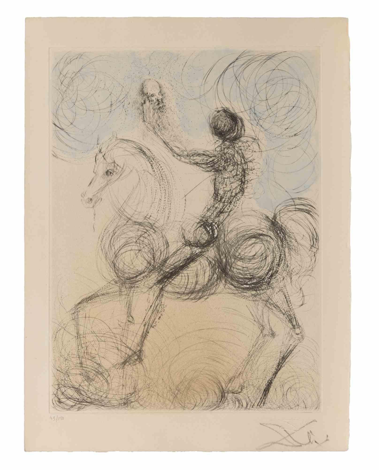 Cavalier et sa Mort (Knight and Death) - Etching - 1960s - Print by Salvador Dalí