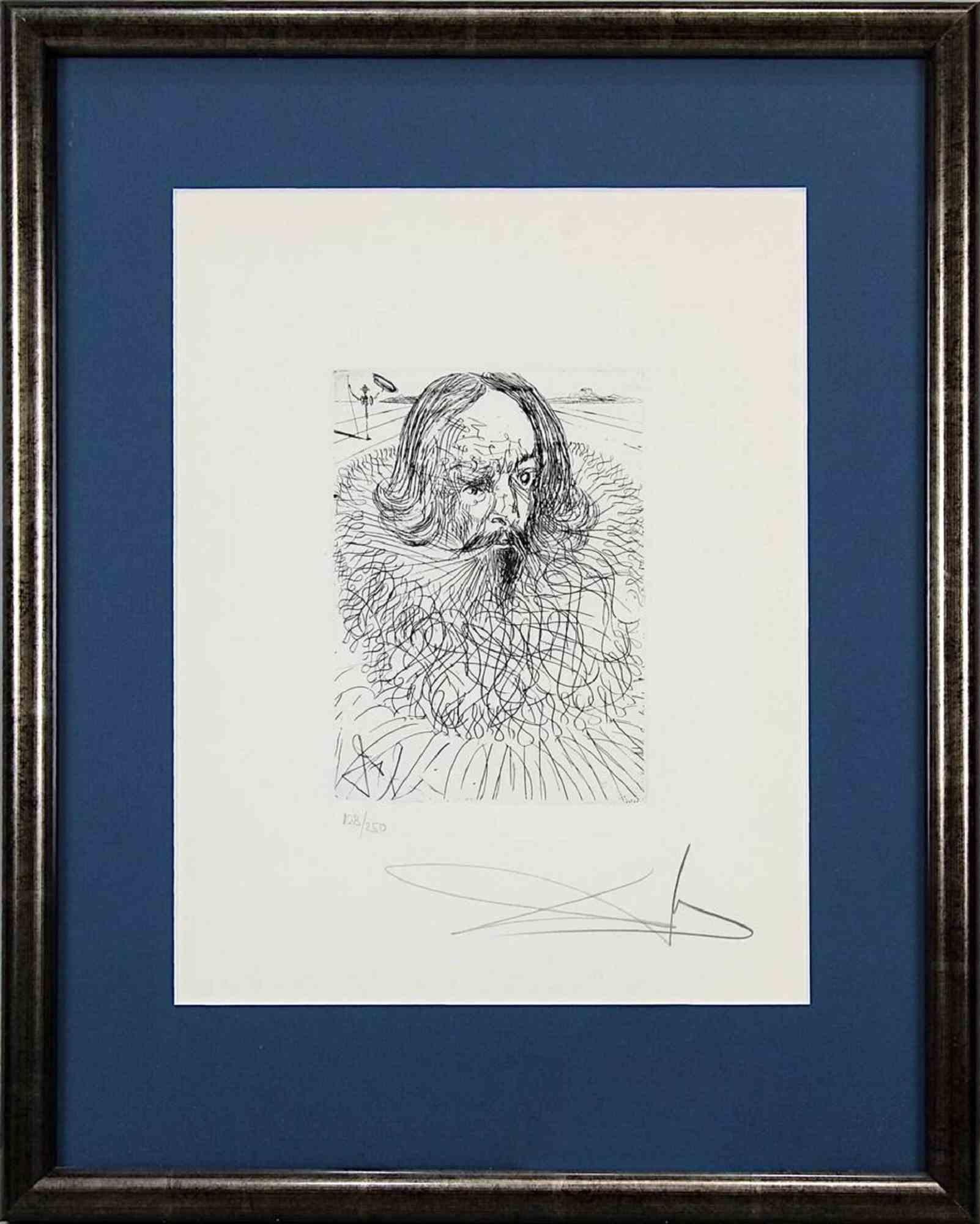 Cervantes - Original Etching attr. to Salvador Dalì - 1966 - Print by Salvador Dalí