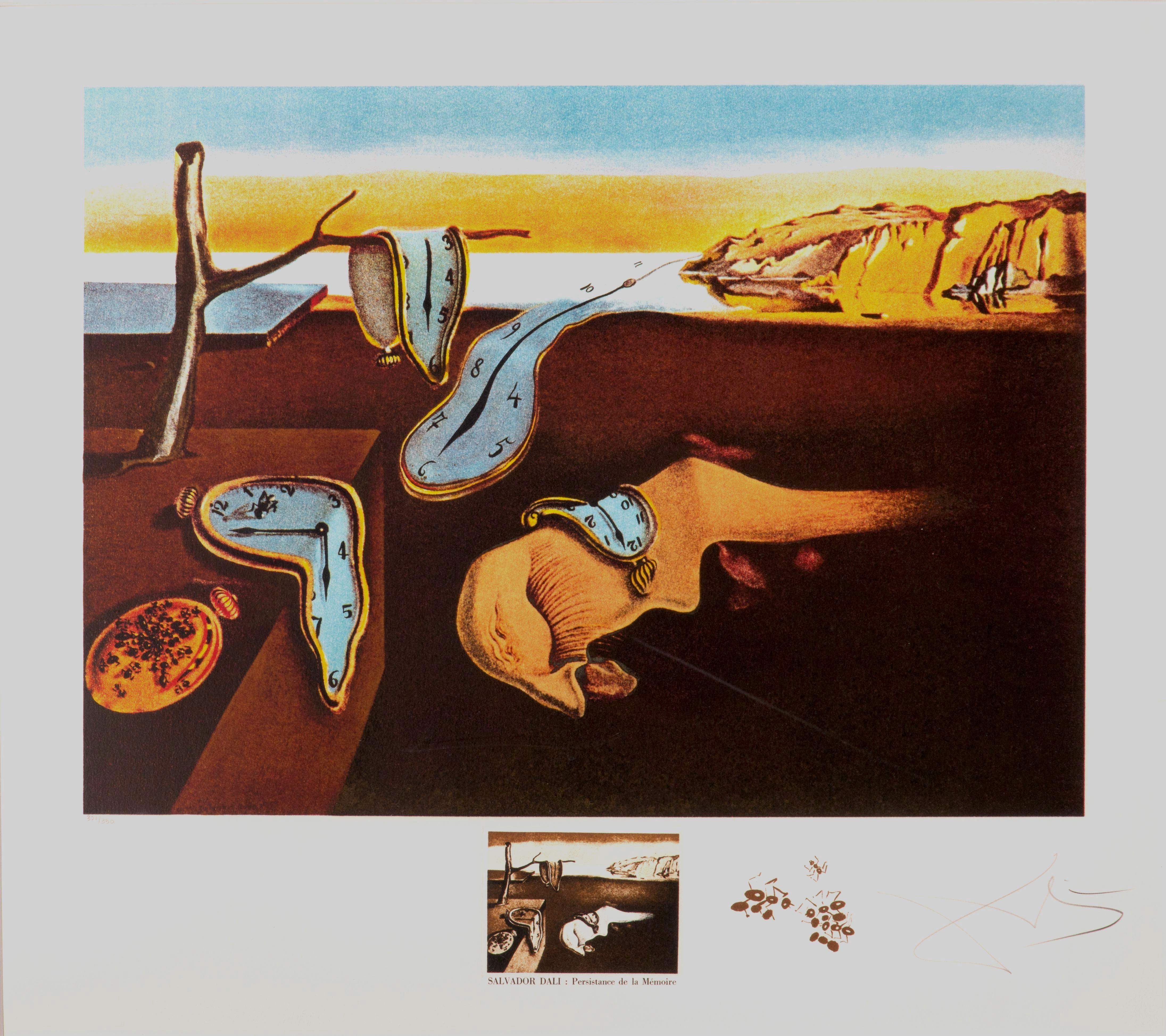 Salvador Dalí Landscape Print - Changes in Great Masperpieces “Persitence de la Memoire”