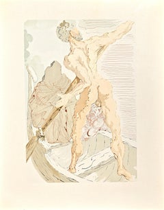 Charon - Original Woodcut Print attr. to Salvador Dalì - 1963