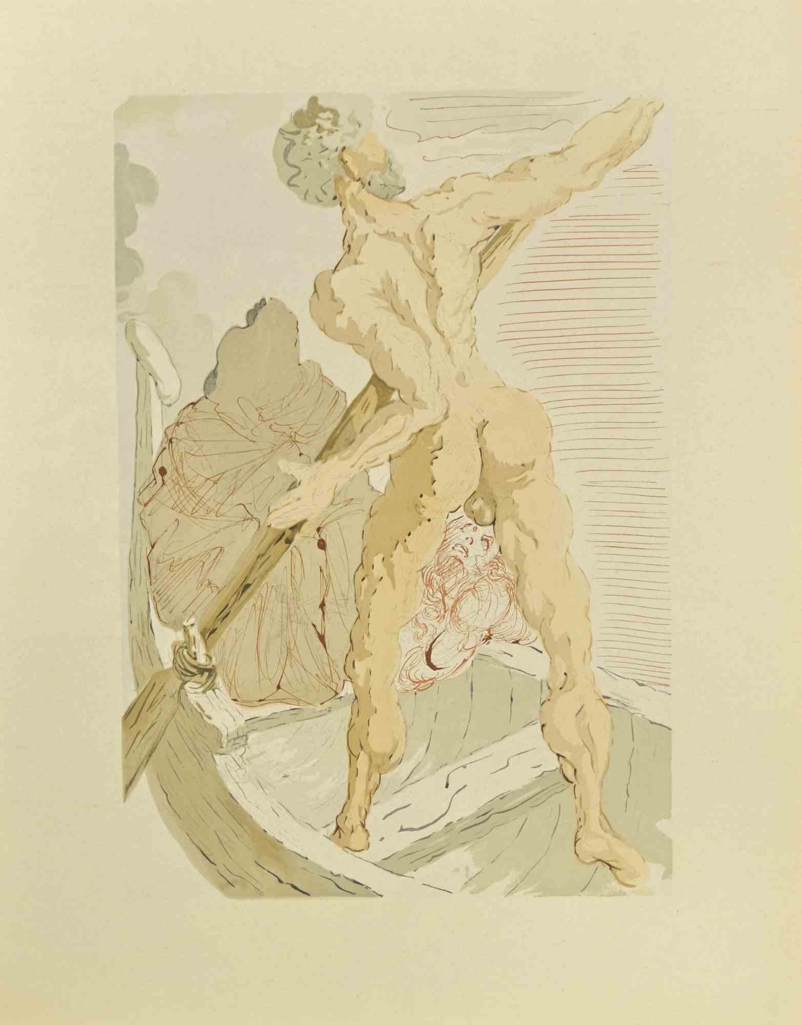 Figurative Print di Salvador Dalí - Caronte - Xilografia - 1963
