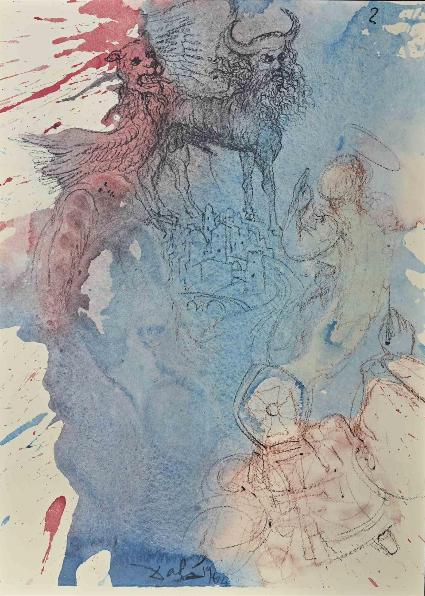Print de Salvador Dalí - Querubín Super Limen Domus - Litografía - 1964