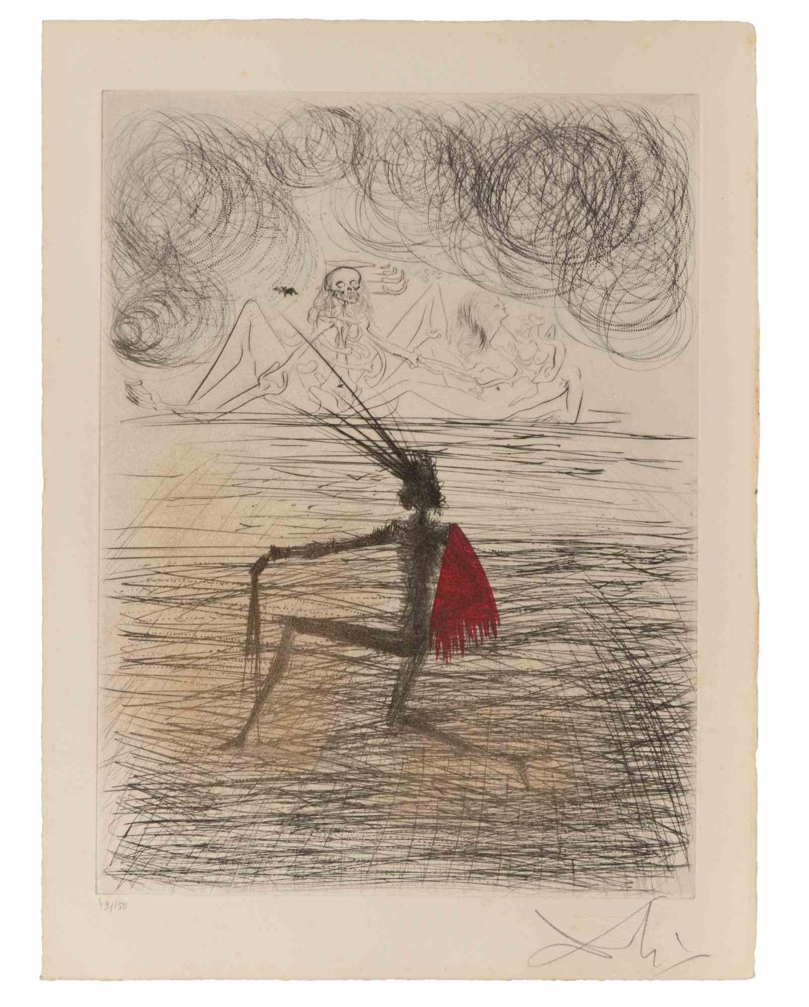 Chevalier à Genou - Etching - 1960s - Print by Salvador Dalí