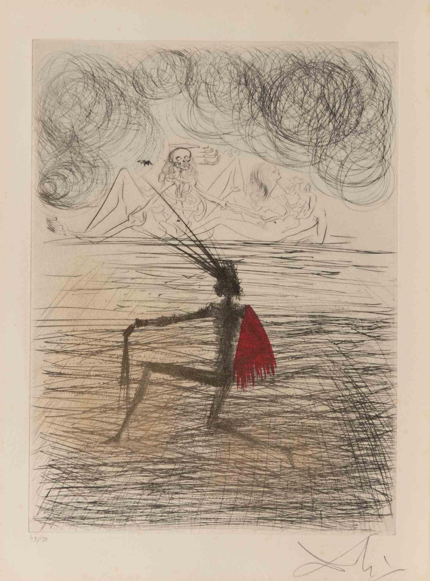 Chevalier à Genou - Etching - 1960s