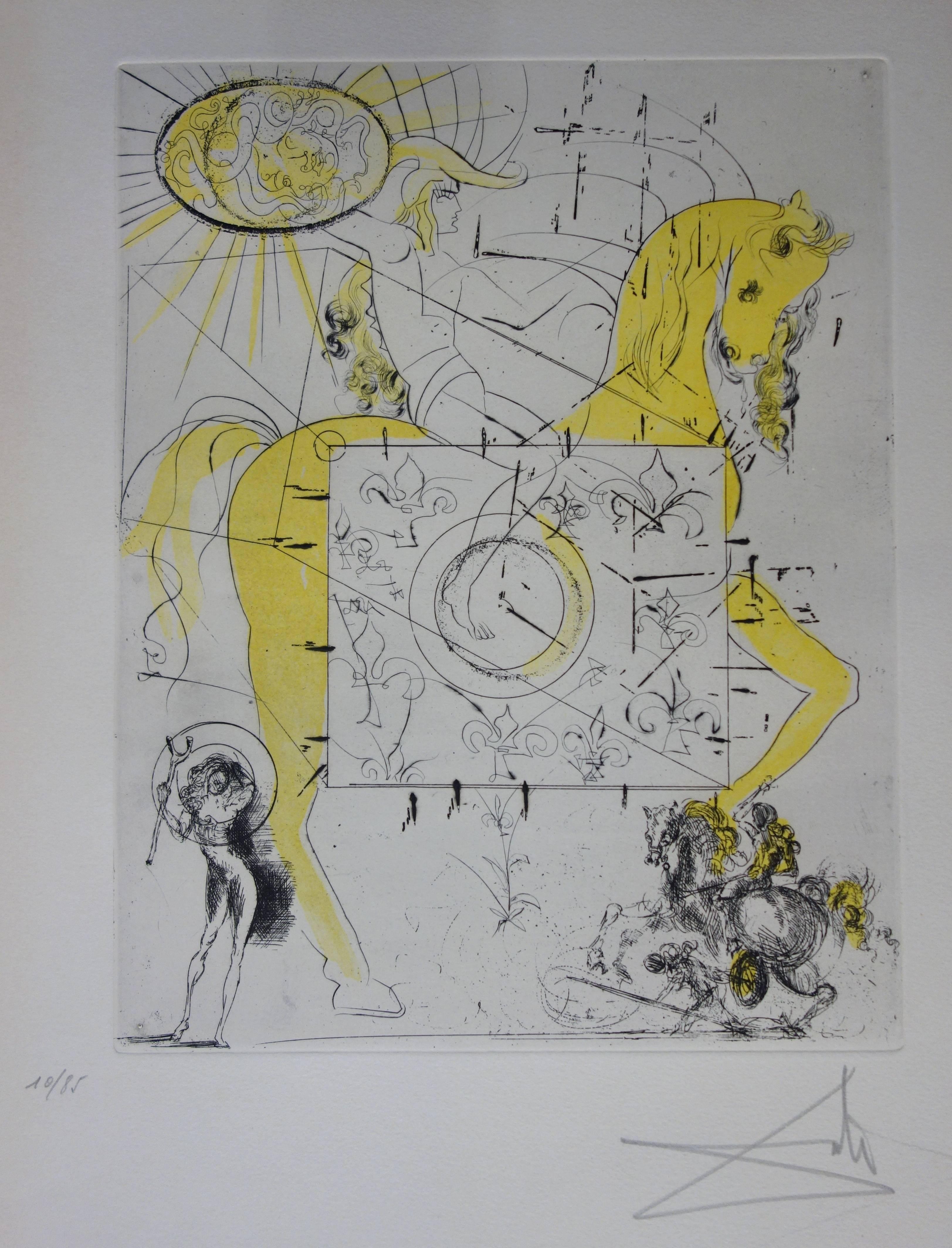 Chevalier Royal de l'Apocalypse - Acquaforte originale - 1972 - Print di Salvador Dalí