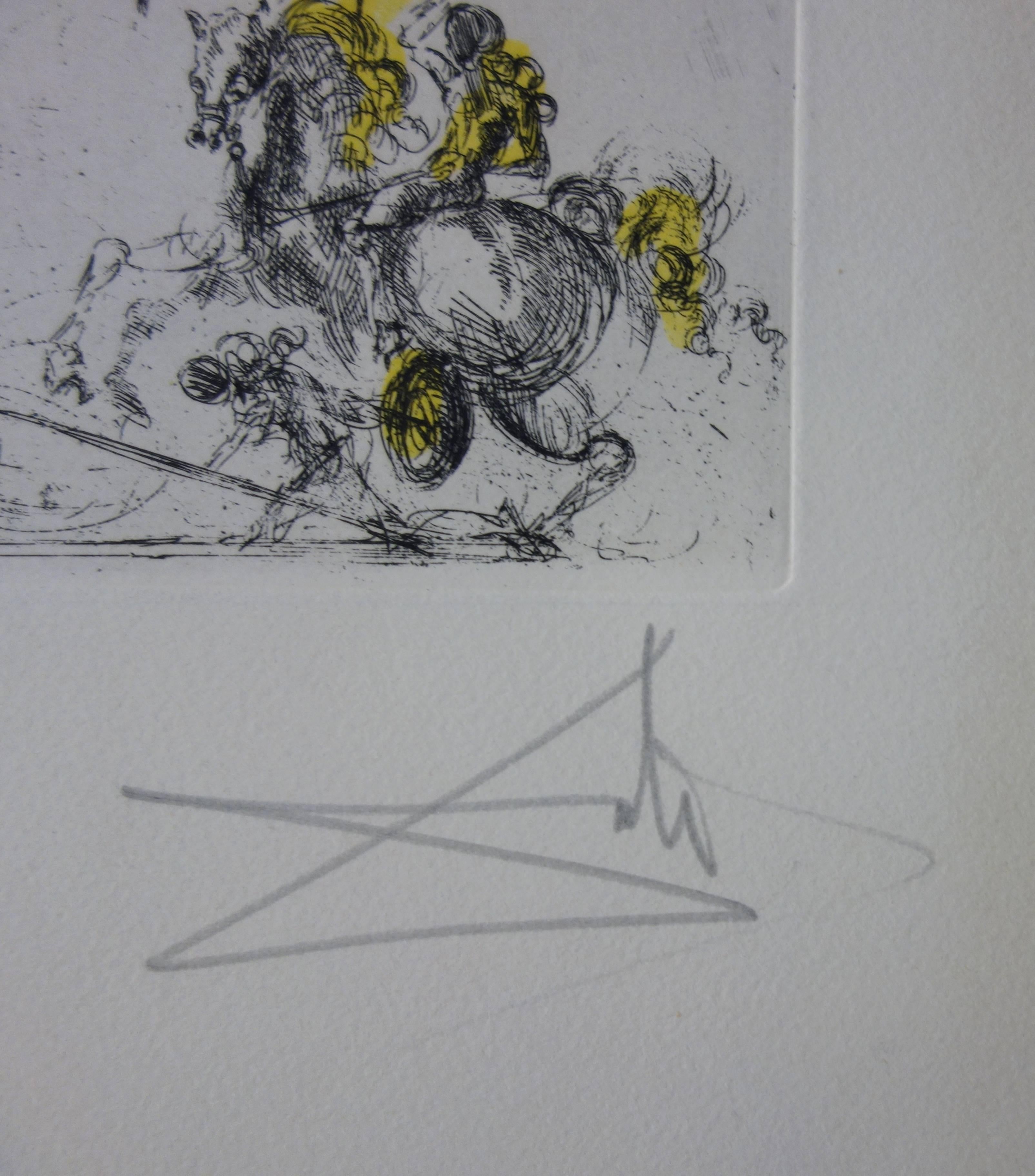 Chevalier Royal de l'Apocalypse - Acquaforte originale - 1972 - Figurative Print Grigio di Salvador Dalí