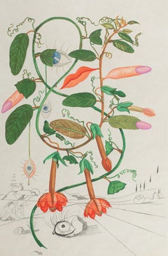 Cobea (Pisum Sensuale), Surrealist Drypoint Etching by Salvador Dali