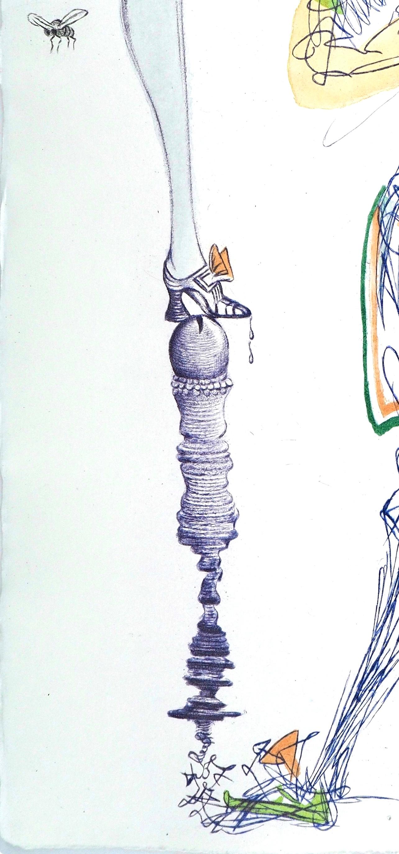 Composición (Campo 67-4; M/L 174-187), Dalí illustre Casanova - Figurative Print Gris de Salvador Dalí