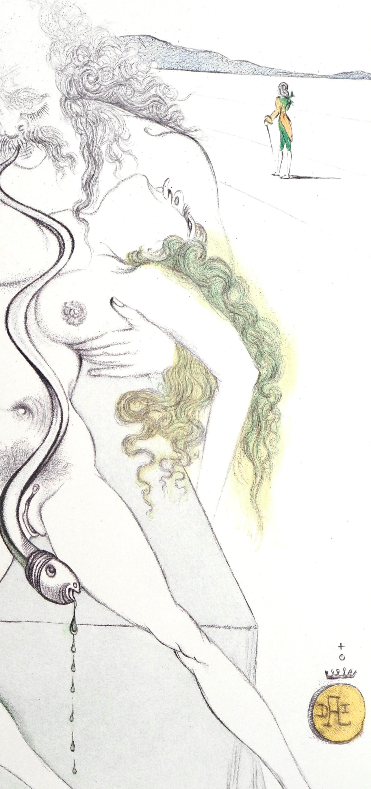 Composición (Campo 67-4; M/L 174-187), Dalí illustre Casanova - Figurative Print Gris de Salvador Dalí
