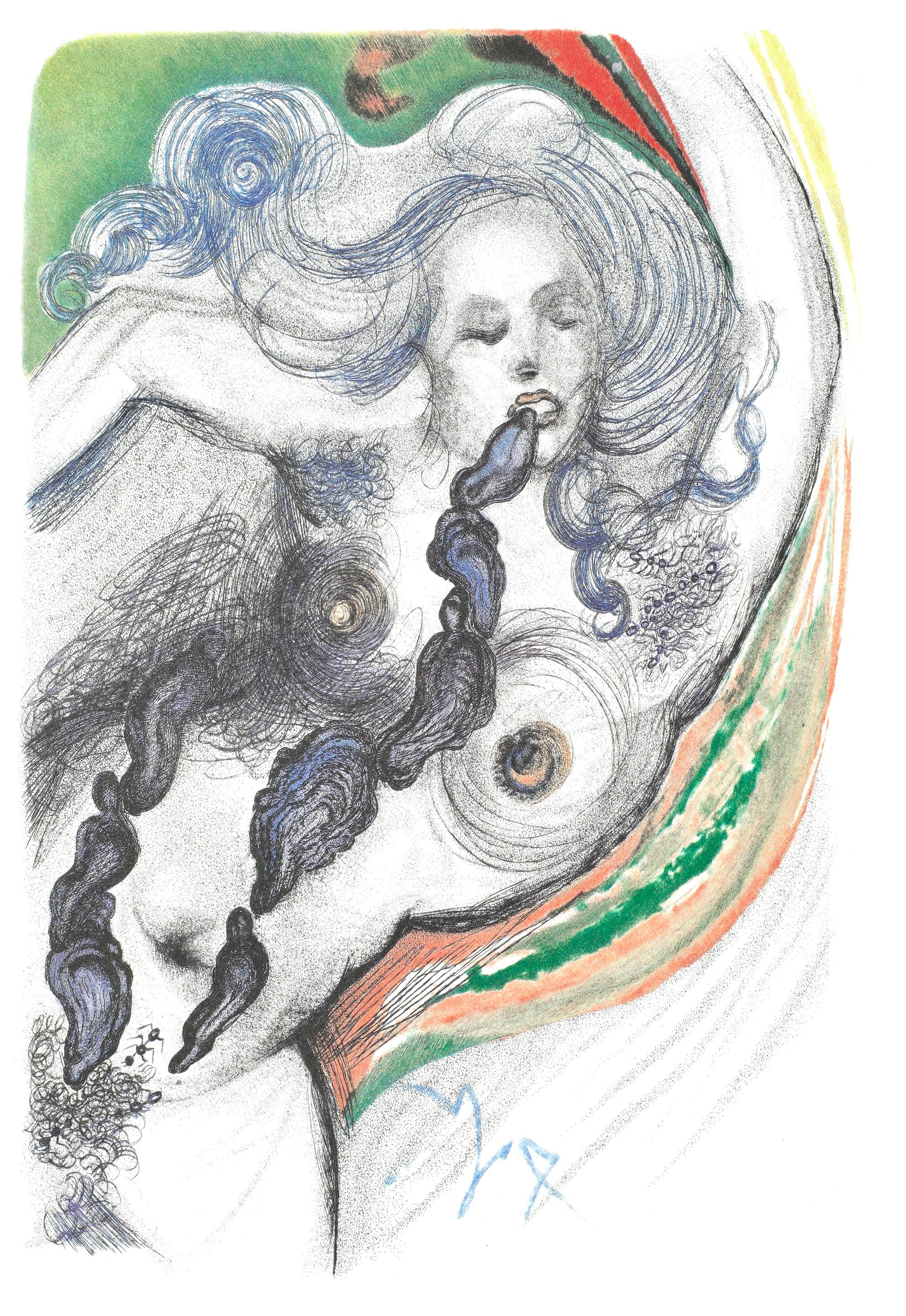 Landscape Print Salvador Dalí - Composition (champ 67-4 ; M/L 174-187), Dalí illustre Casanova