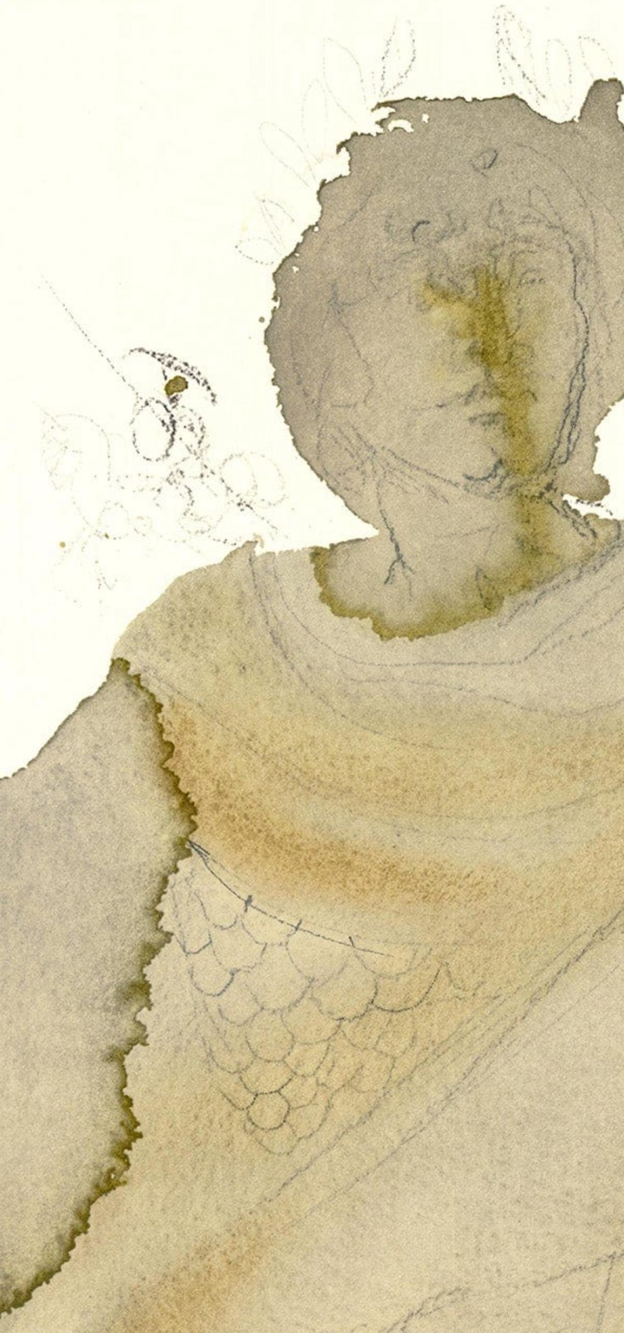 Komposition (Feld 69-3; M/L. 1600), VI tavole dal Ciclo della, Biblia Sacra (Beige), Figurative Print, von Salvador Dalí