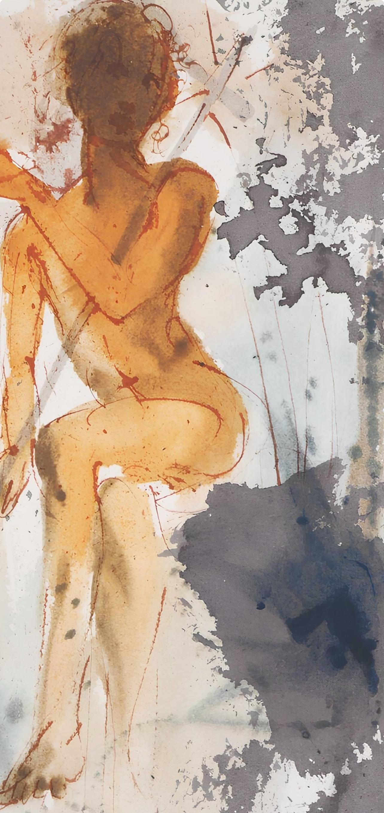 Composition (Field 69-3; M/L. 1600), VI tavole dal ciclo della, Biblia Sacra - Beige Figurative Print by Salvador Dalí