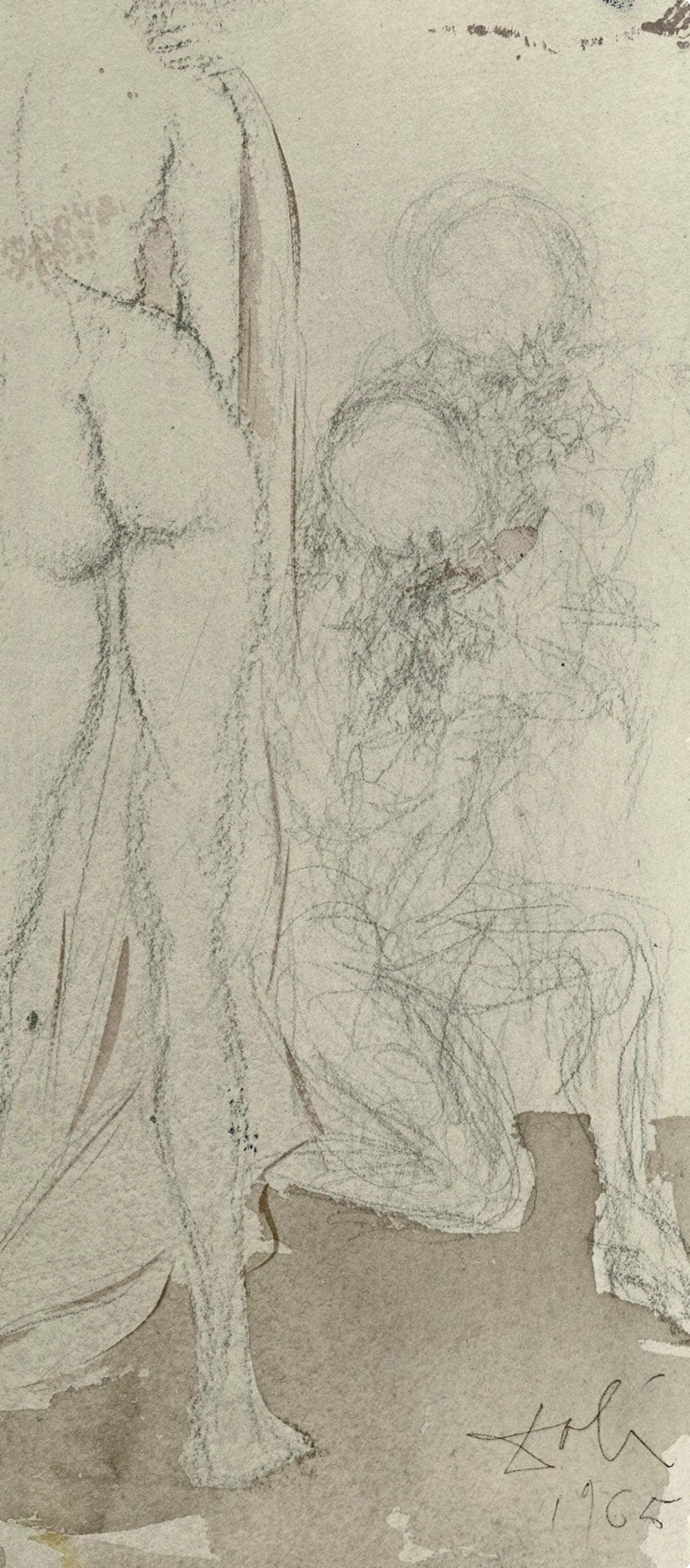 Composición (Campo 69-3; M/L. 1600), VI tavole dal ciclo della, Biblia Sacra - Figurative Print Beige de Salvador Dalí
