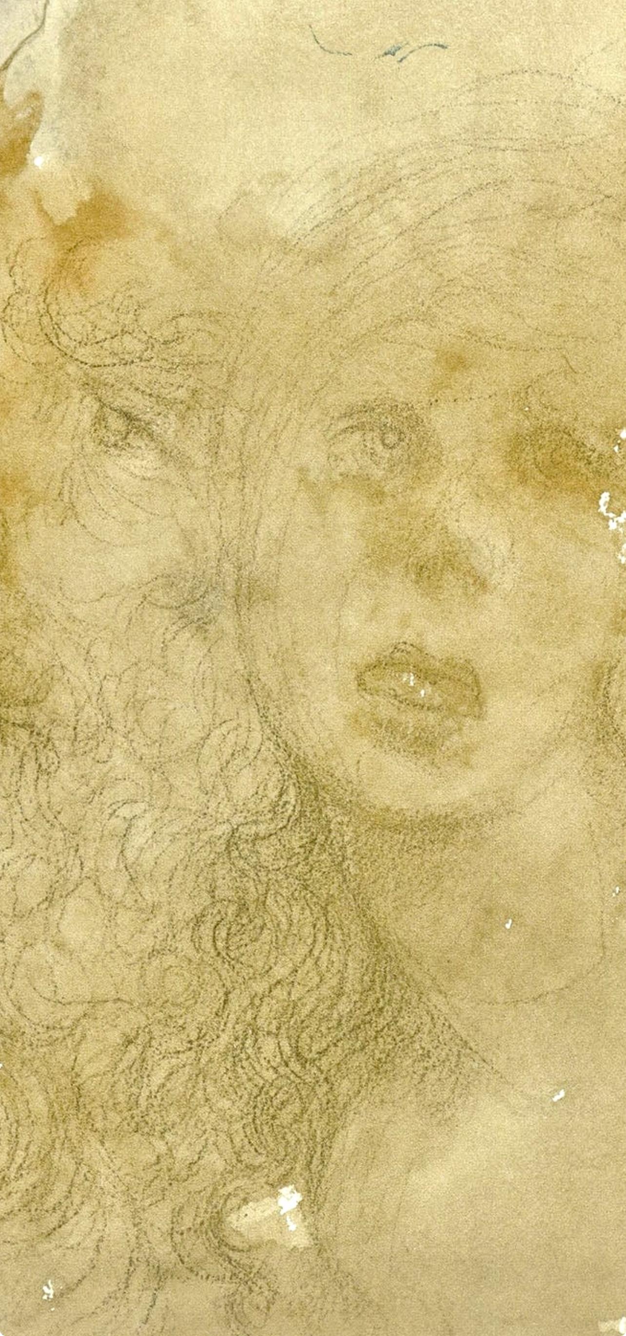 Composición (Campo 69-3; M/L. 1600), VI tavole dal ciclo della, Biblia Sacra - Figurative Print Marrón de Salvador Dalí