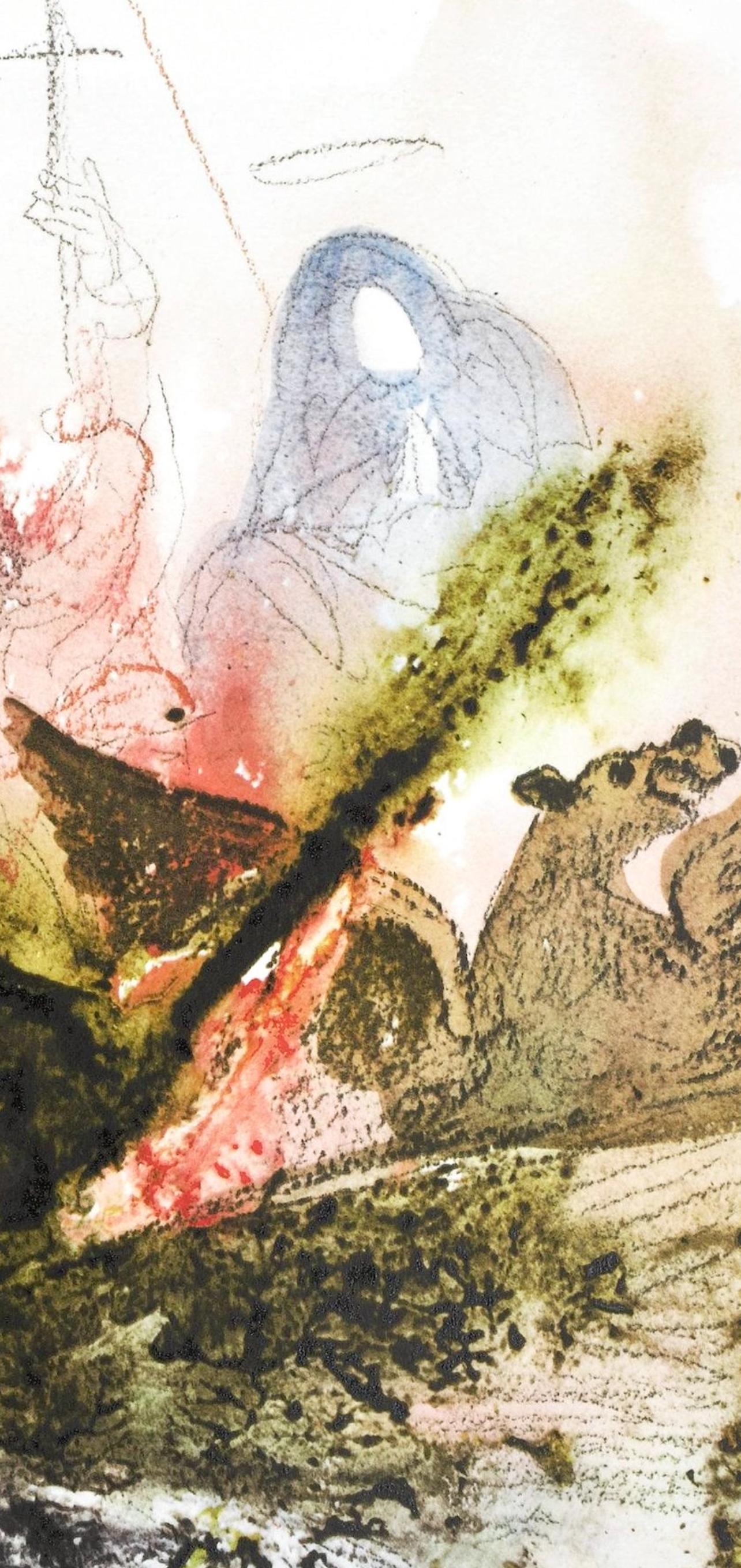 Composition (Field 69-3; M/L. 1600), VI tavole dal ciclo della, Biblia Sacra - Beige Figurative Print by Salvador Dalí