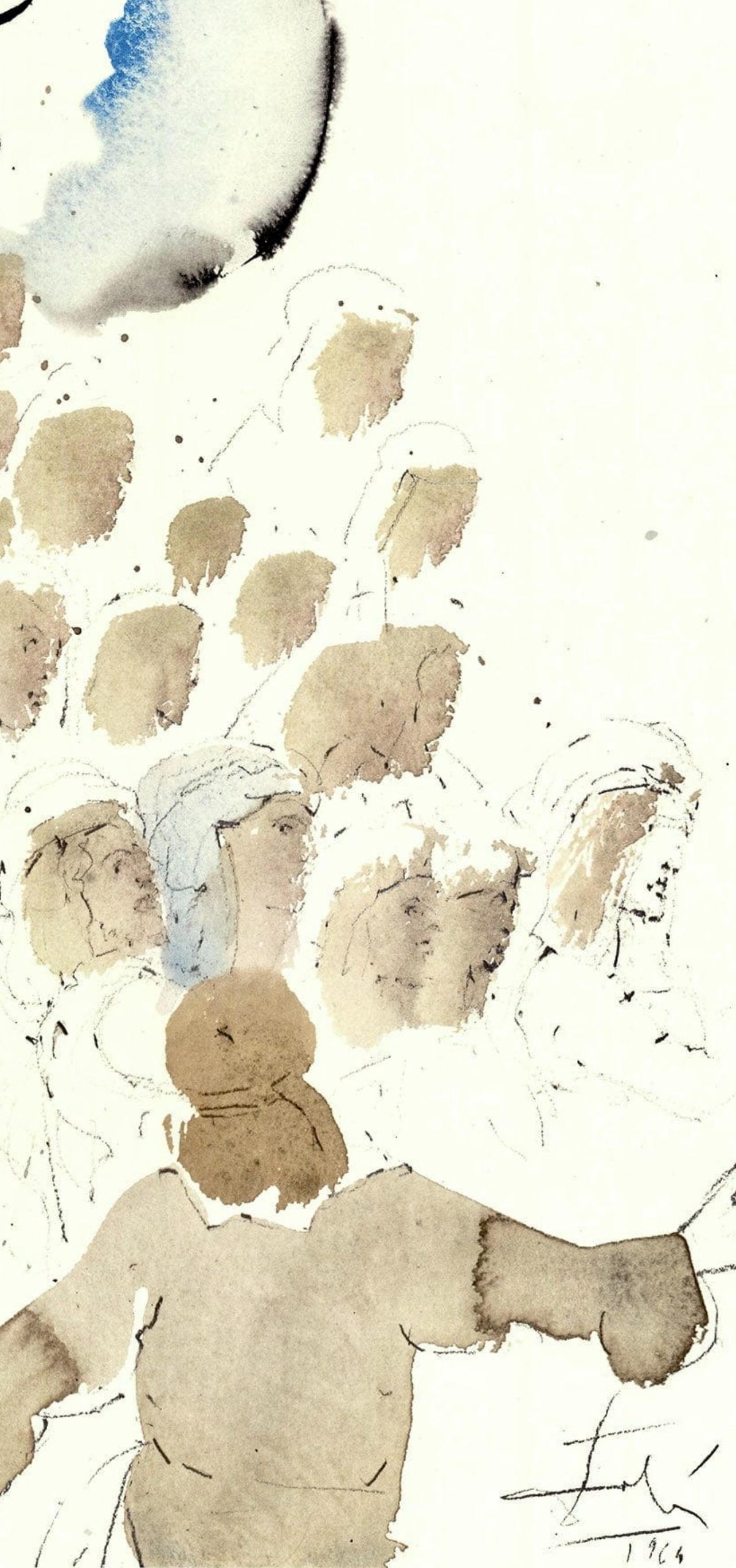 Composizione (Campo 69-3; M/L. 1600), VI tavole dal ciclo della, Biblia Sacra - Figurative Print Beige di Salvador Dalí