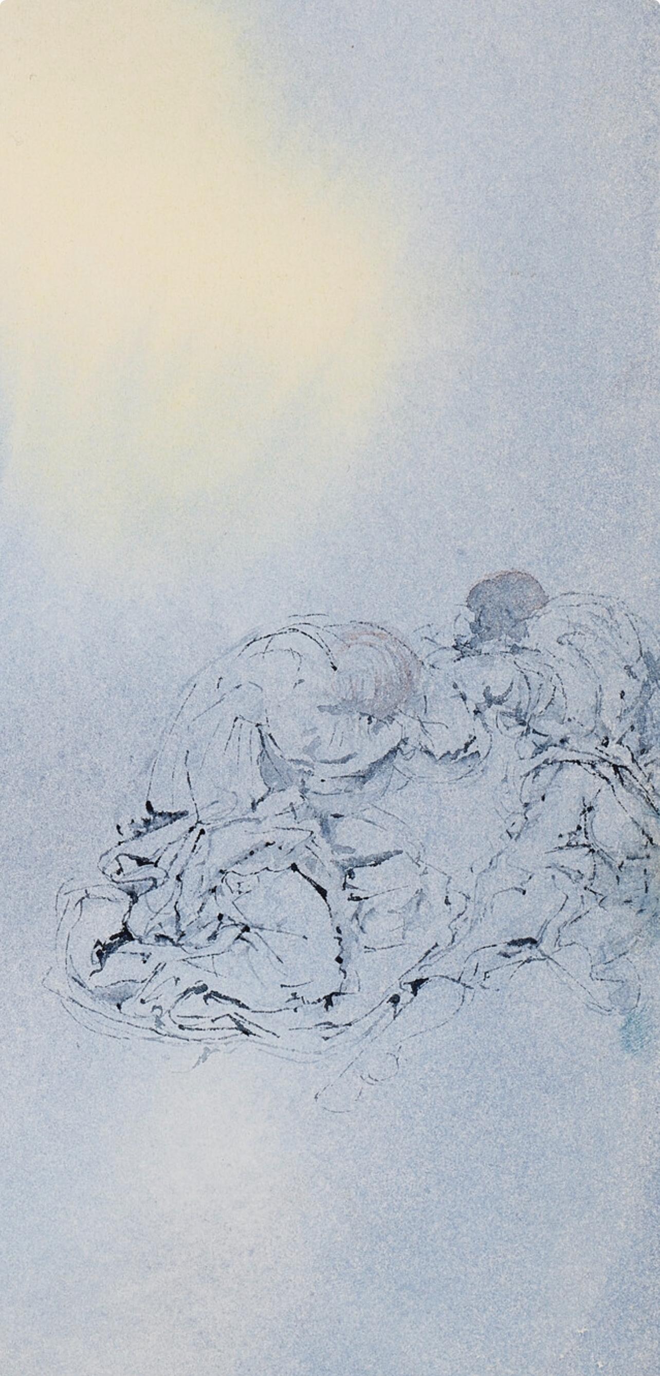 Composizione (Campo 69-3; M/L. 1600), VI tavole dal ciclo della, Biblia Sacra - Landscape Print Grigio di Salvador Dalí