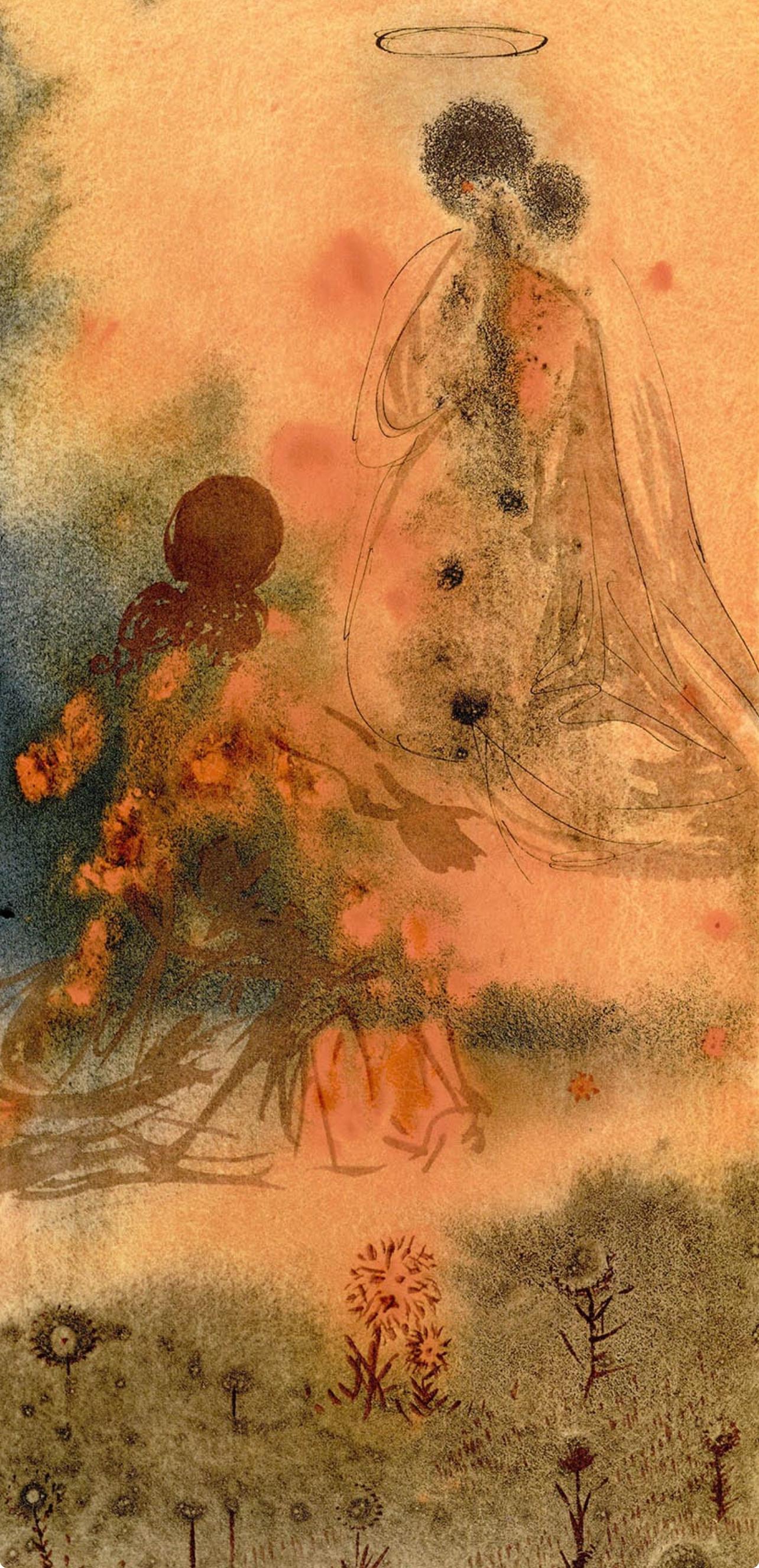 Composizione (Campo 69-3; M/L. 1600), VI tavole dal ciclo della, Biblia Sacra - Landscape Print Marrone di Salvador Dalí
