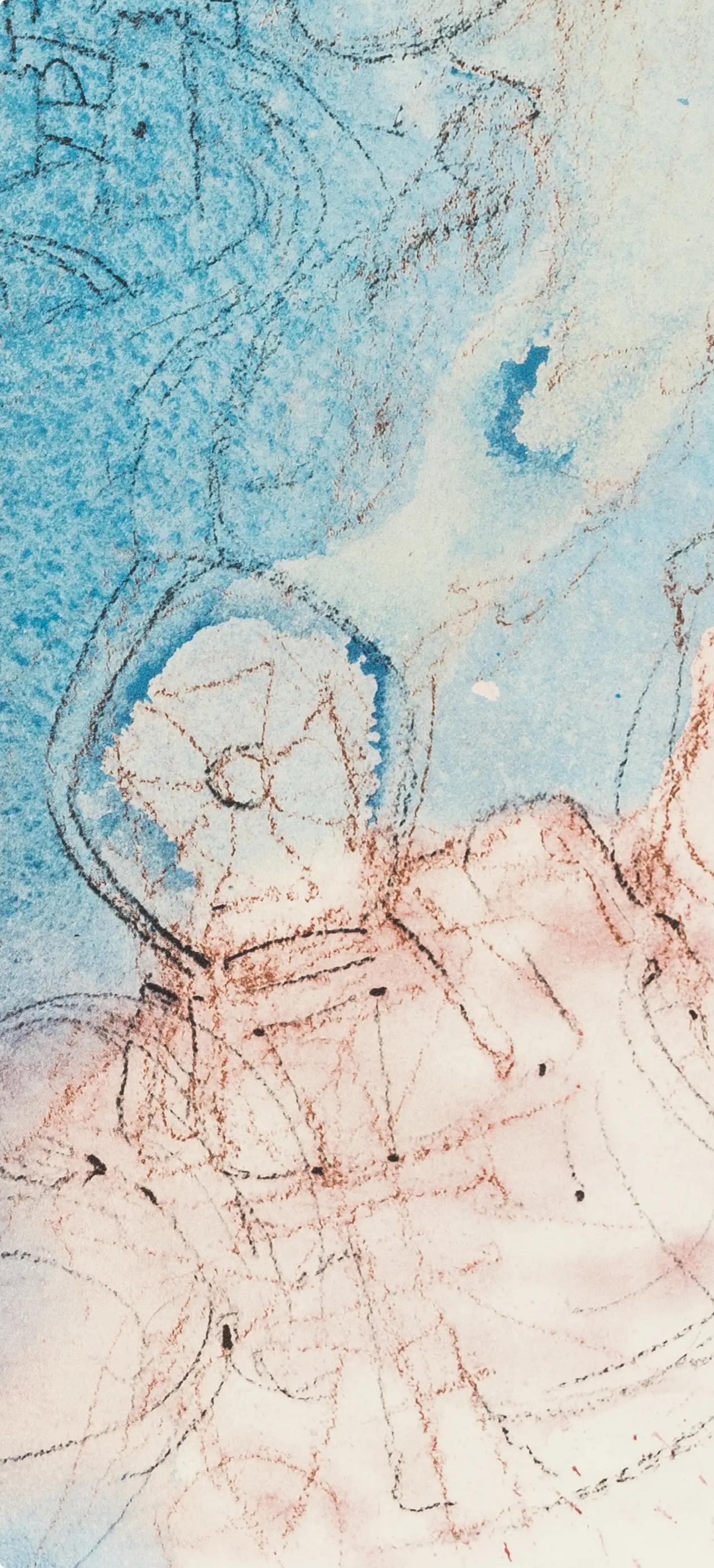 Litografía en colores sobre papel vélin Fabriano charta ex meris pannis 