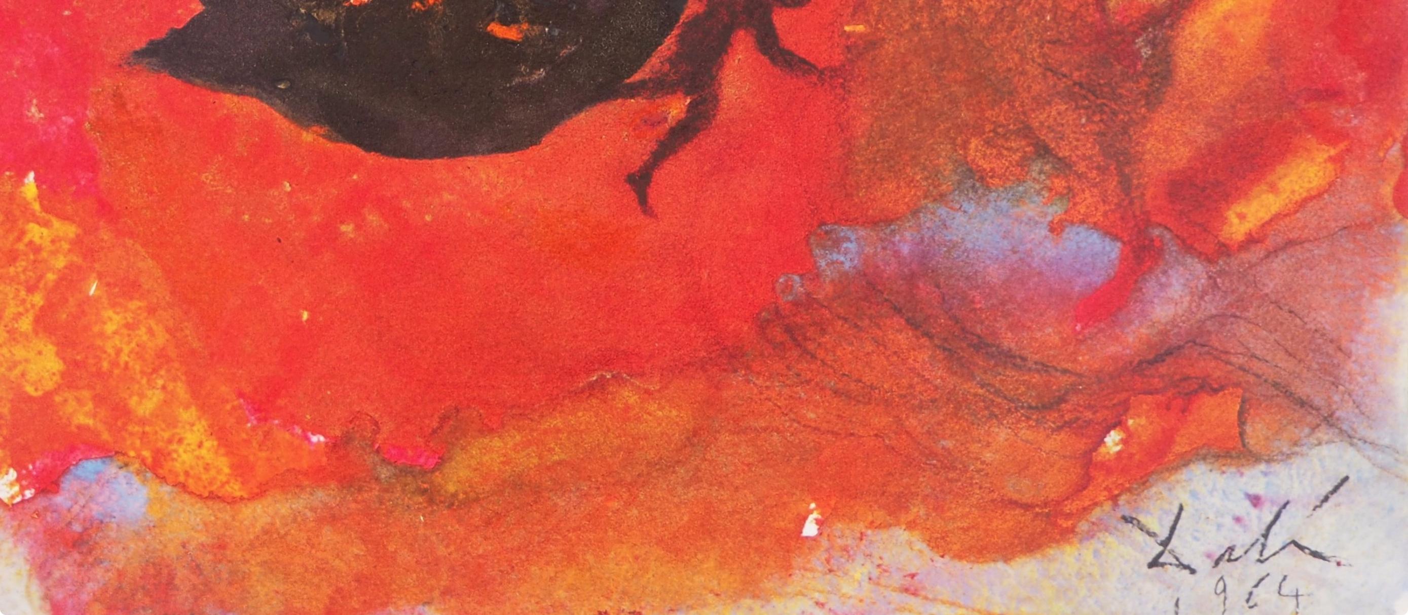 Farblithographie auf Vélin Fabriano charta ex meris pannis 