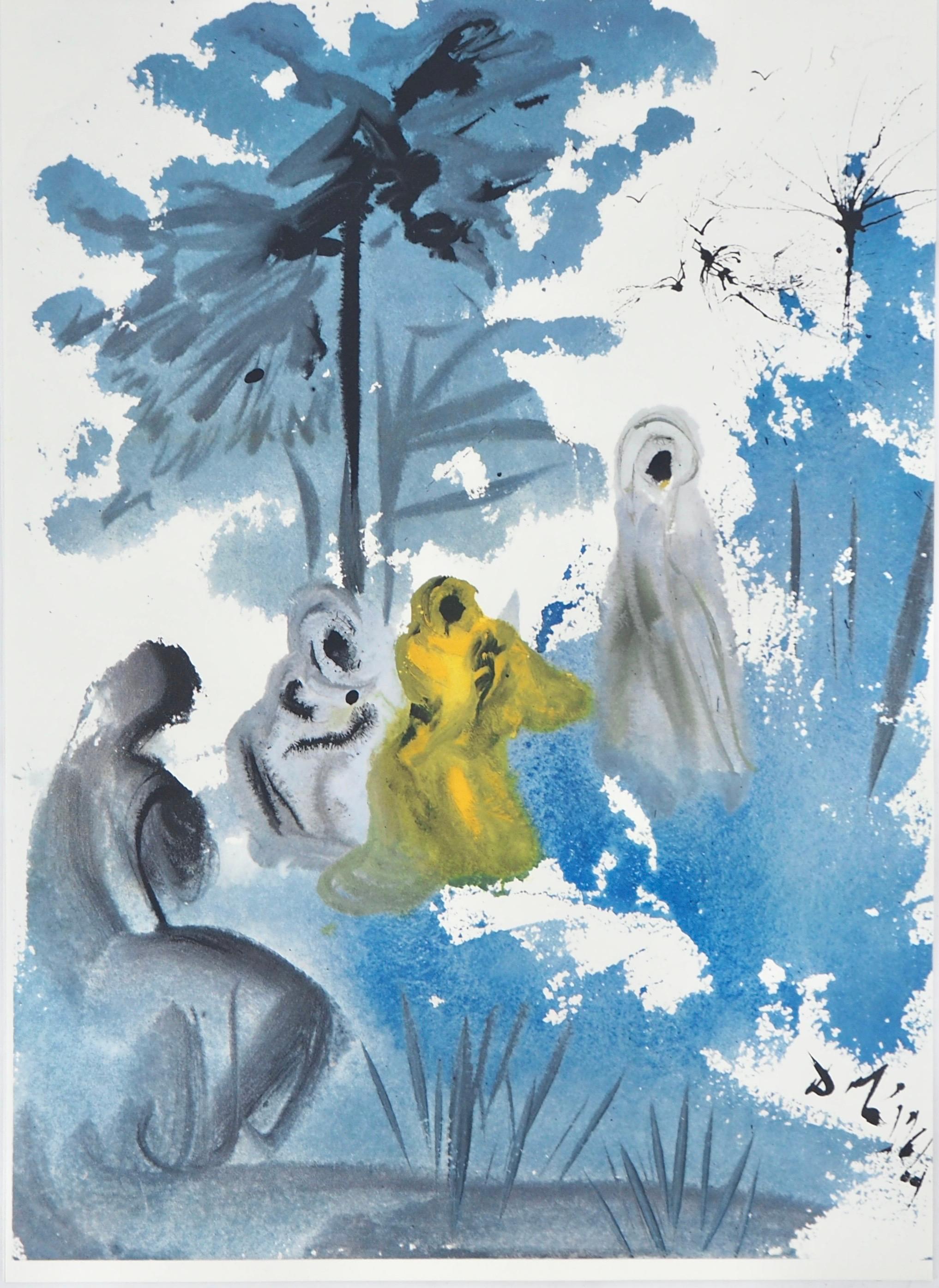 Litografía en colores sobre papel vélin Fabriano charta ex meris pannis 