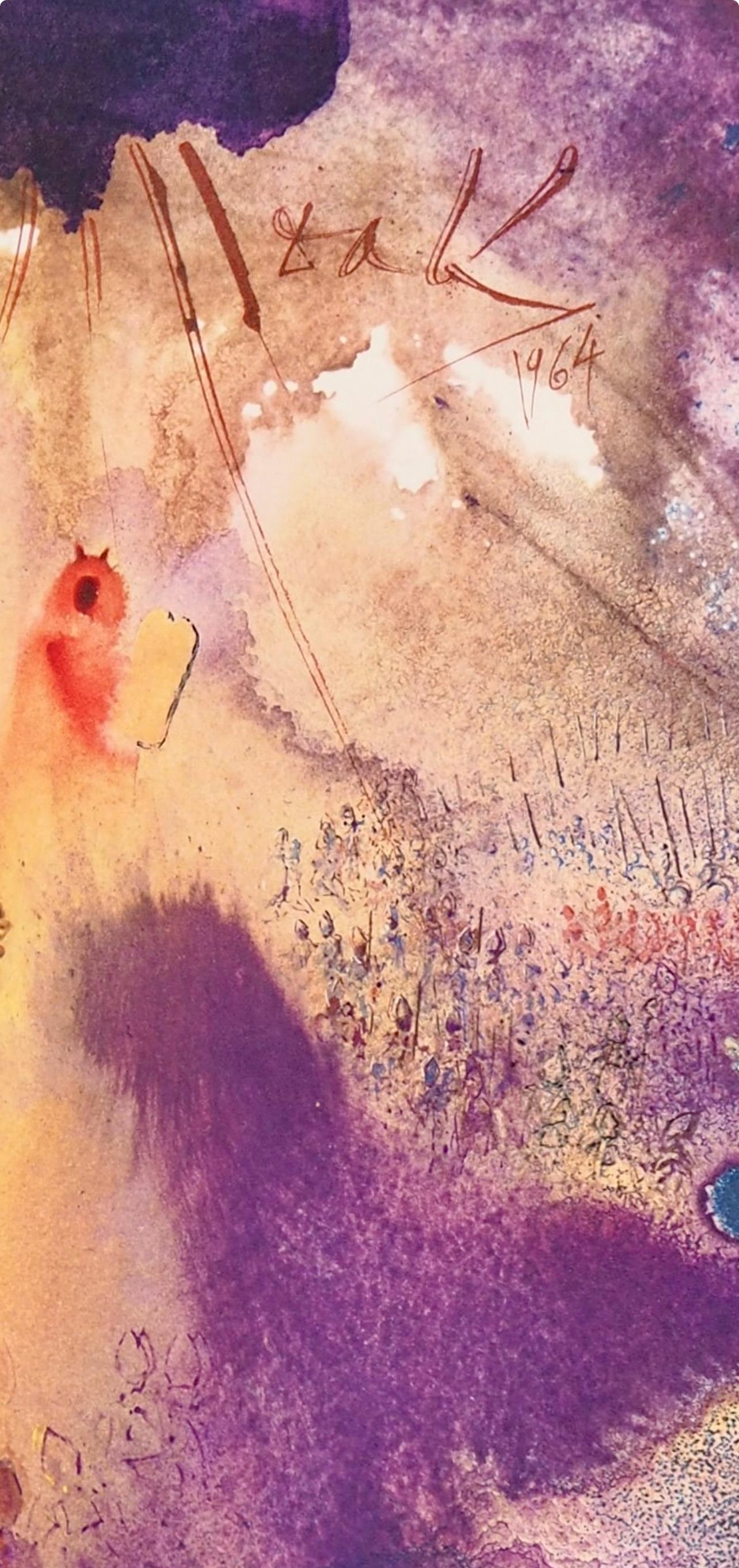 Litografía en colores sobre papel vélin Fabriano charta ex meris pannis 
