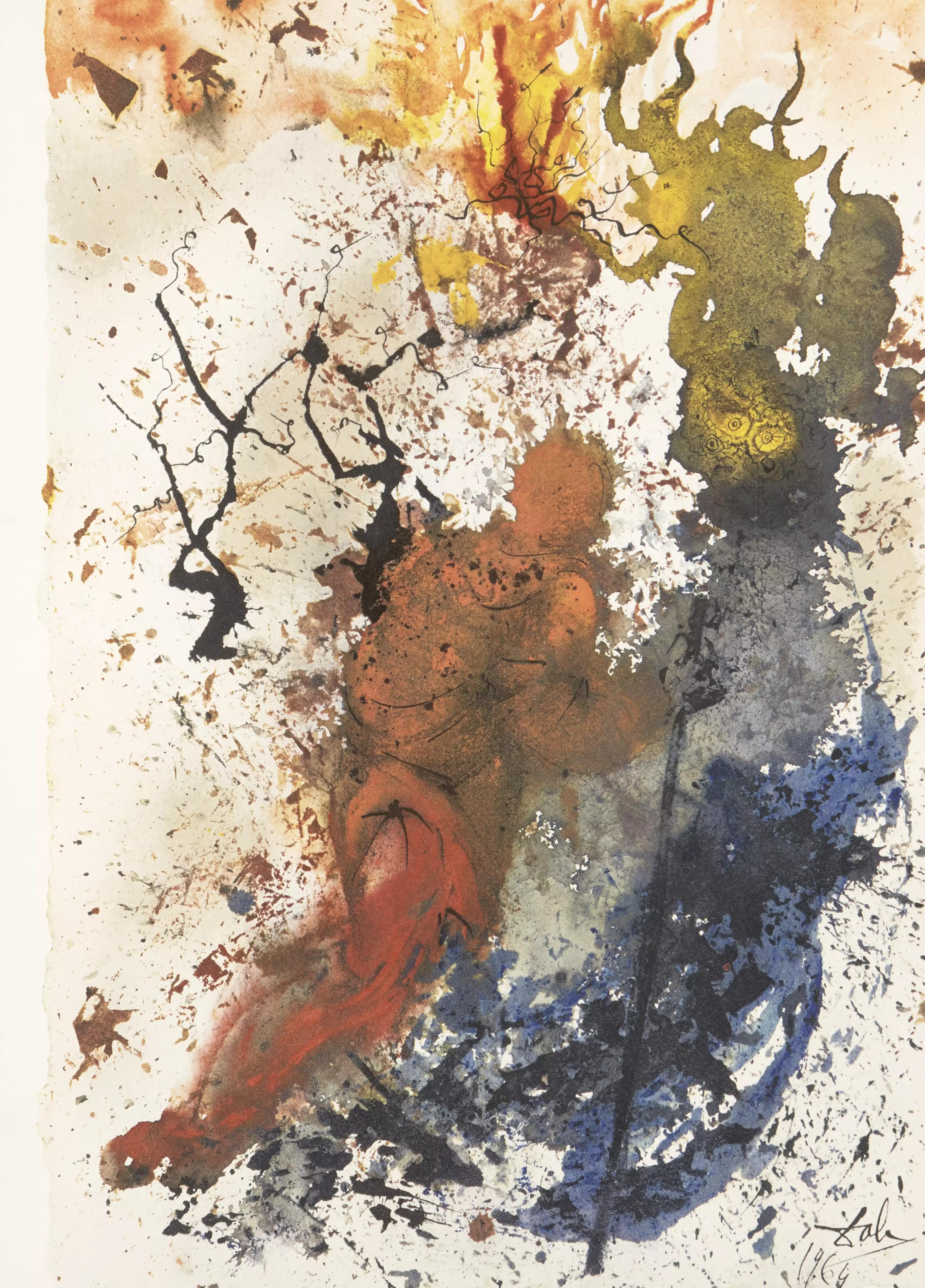 Farblithographie auf Vélin Fabriano charta ex meris pannis 
