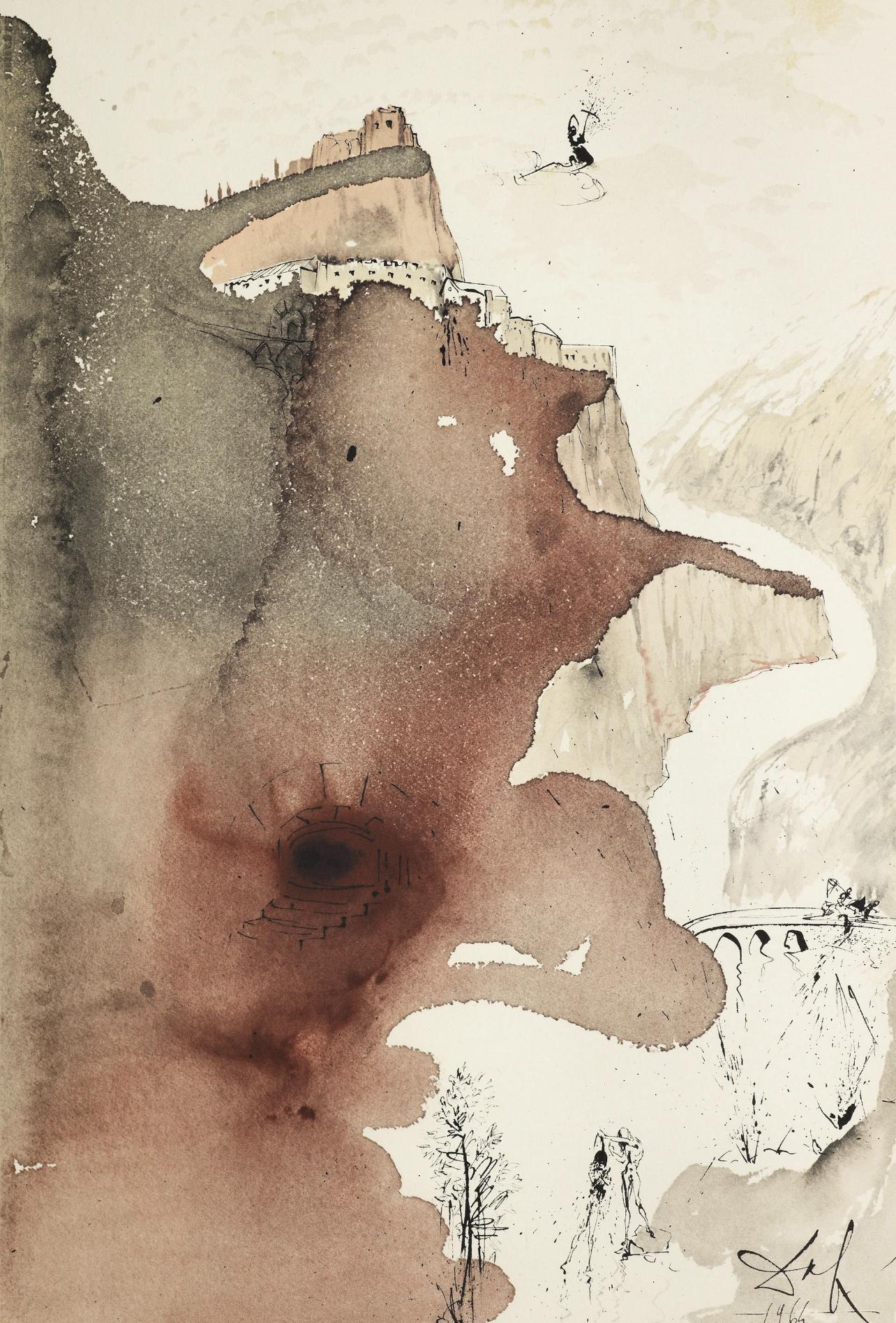 Landscape Print di Salvador Dalí - Composizione (Campo 69-3; M/L. 1600), VI tavole dal ciclo della, Biblia Sacra
