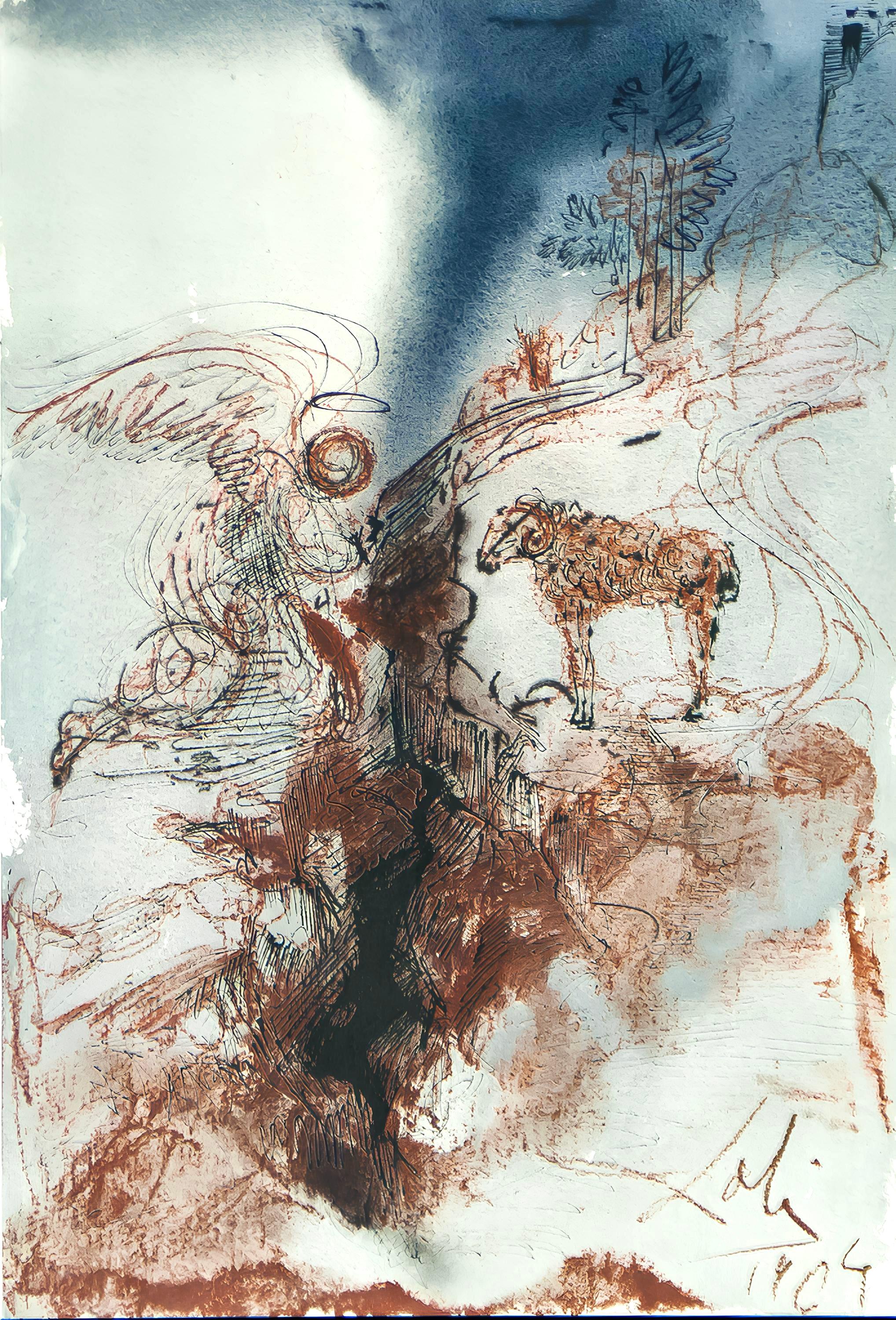Landscape Print de Salvador Dalí - Composición (Campo 69-3; M/L. 1600), VI tavole dal ciclo della, Biblia Sacra