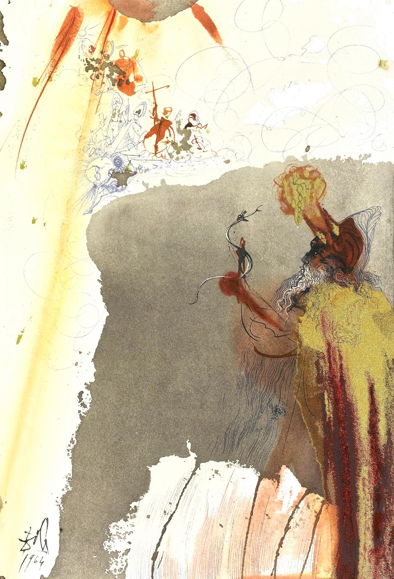 Salvador Dalí Landscape Print - Composition (Field 69-3; M/L. 1600), VI tavole dal ciclo della, Biblia Sacra