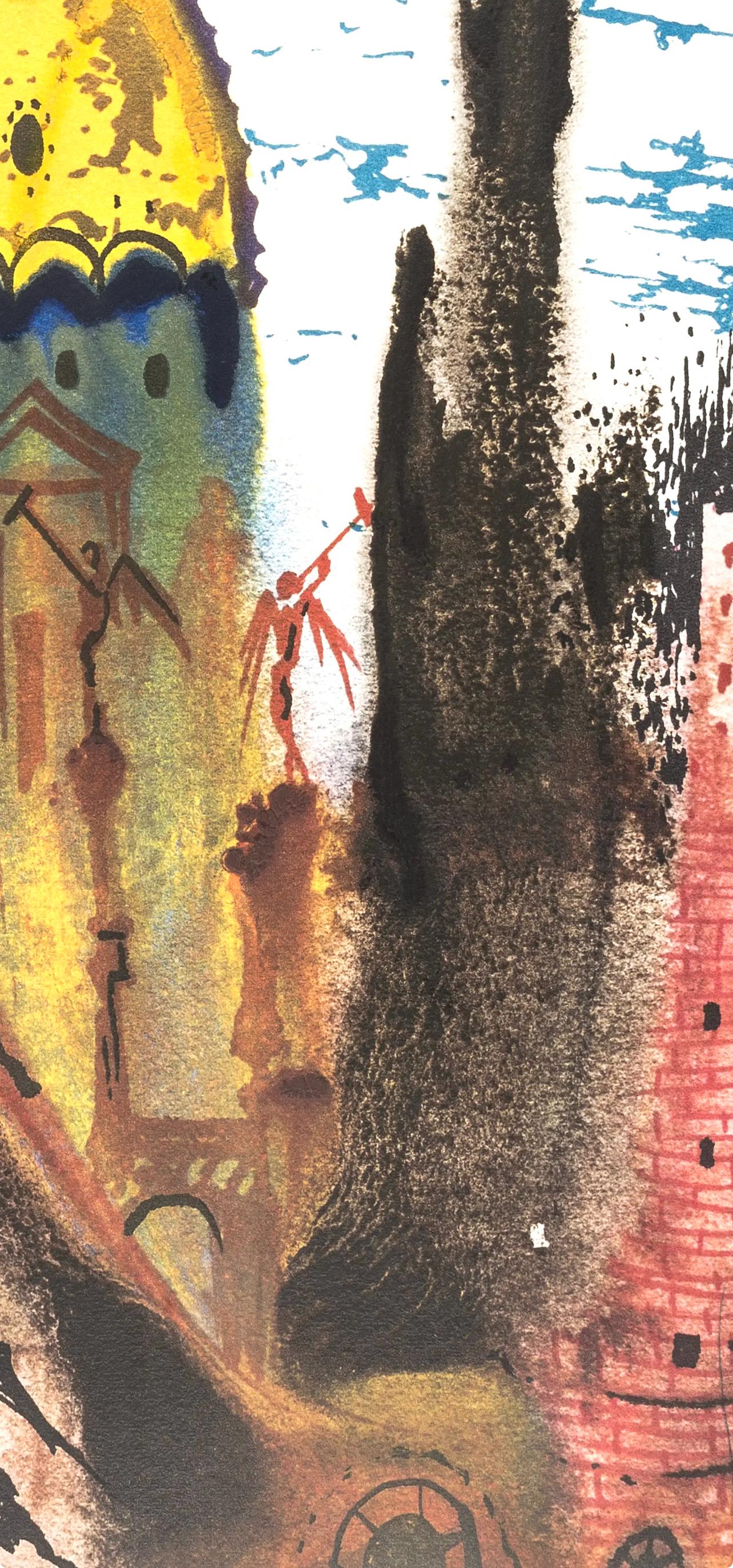 Composition (Michler/Löpsinger 1601), Romeo e Giulietta - Brown Landscape Print by Salvador Dalí