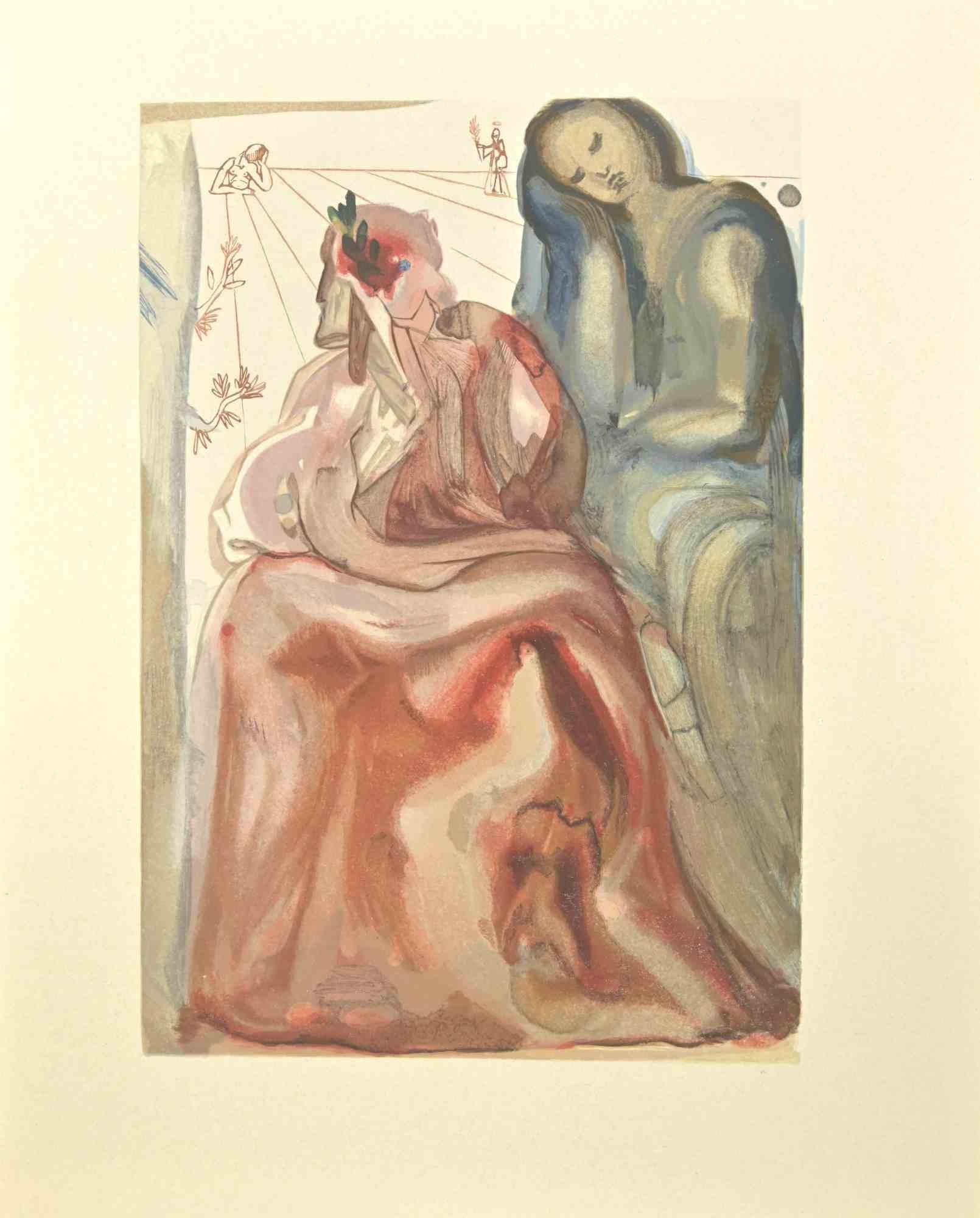 Salvador Dalí Figurative Print - Confession - Woodcut  - 1963