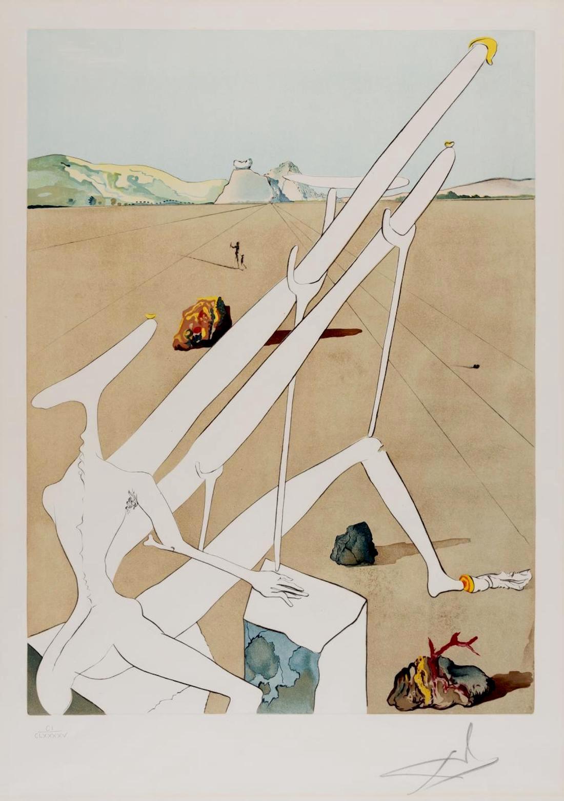 ARTIST: Salvador Dali

TITLE: Conquest of Cosmos 1 Suite

 MEDIUM: 6 color Etchings & Aquatints with embossing

SIGNED: Each piece is Hand Signed 

PUBLISHER: Levine & Levine 

EDITION NUMBER: CI/CLXXXXV matched numbered

MEASUREMENTS: 38.5
