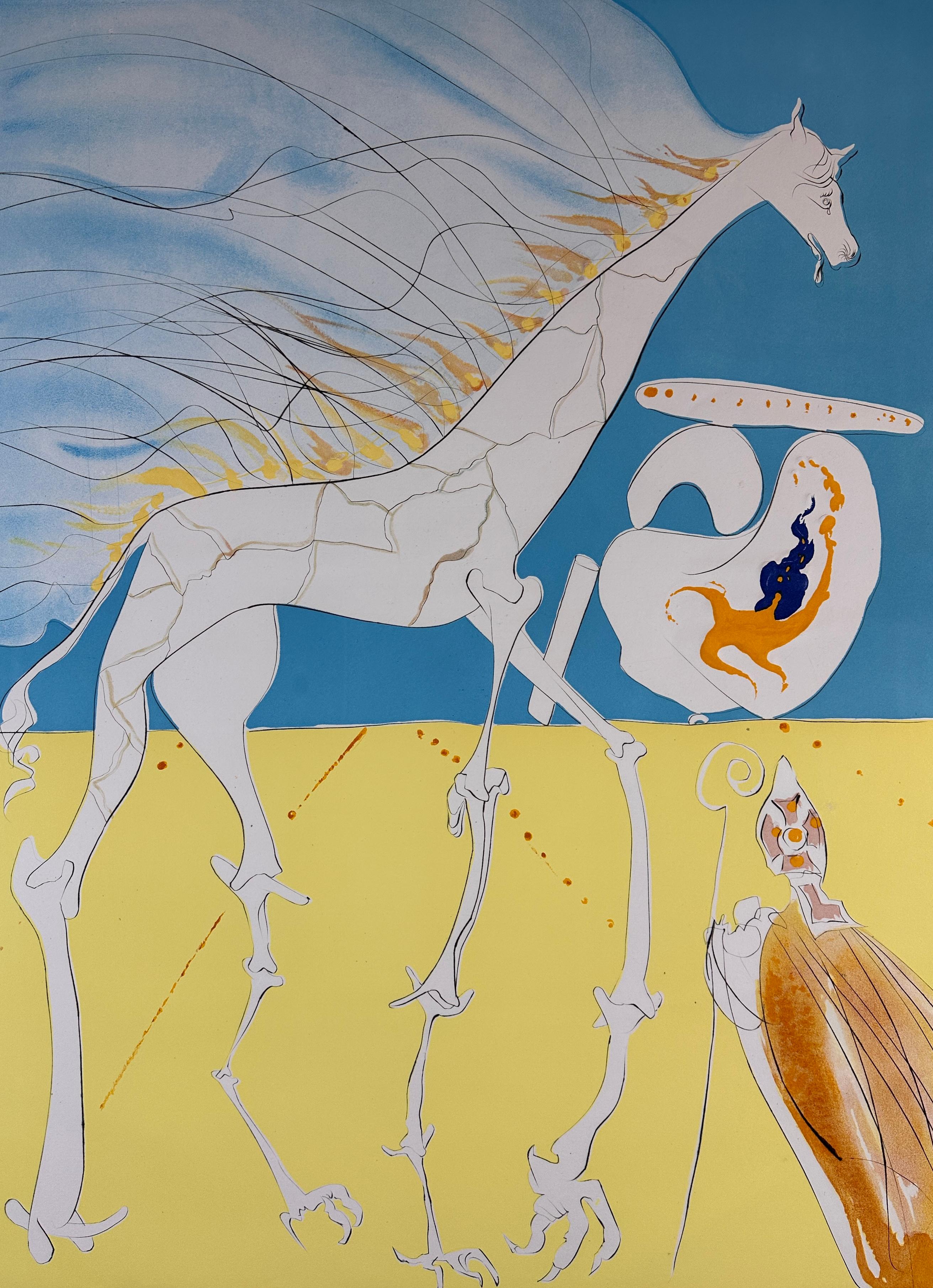 Die Eroberung des Kosmos Saturnianischer Giraffen – Print von Salvador Dalí