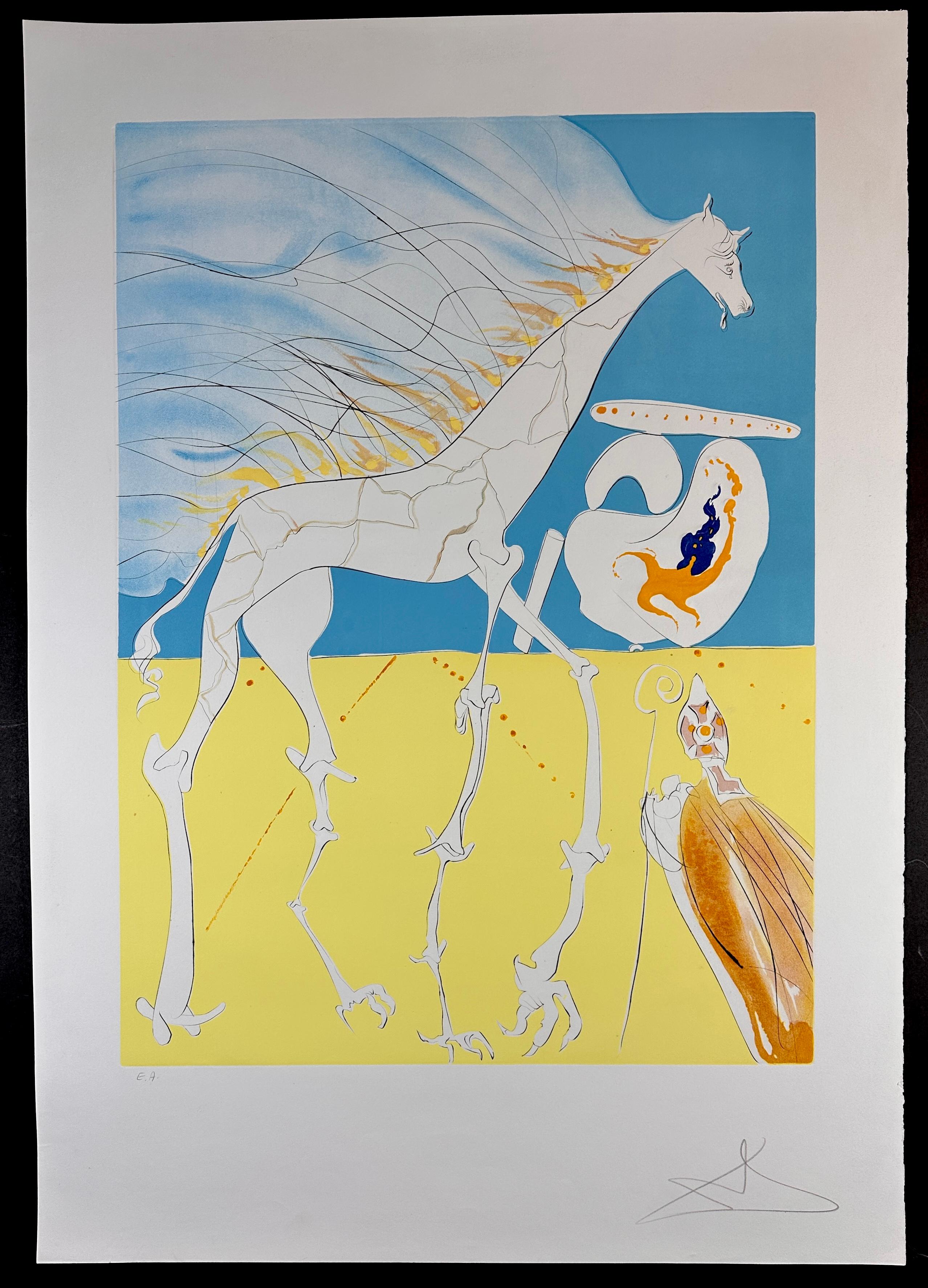 Salvador Dalí Animal Print – Die Eroberung des Kosmos Saturnianischer Giraffen