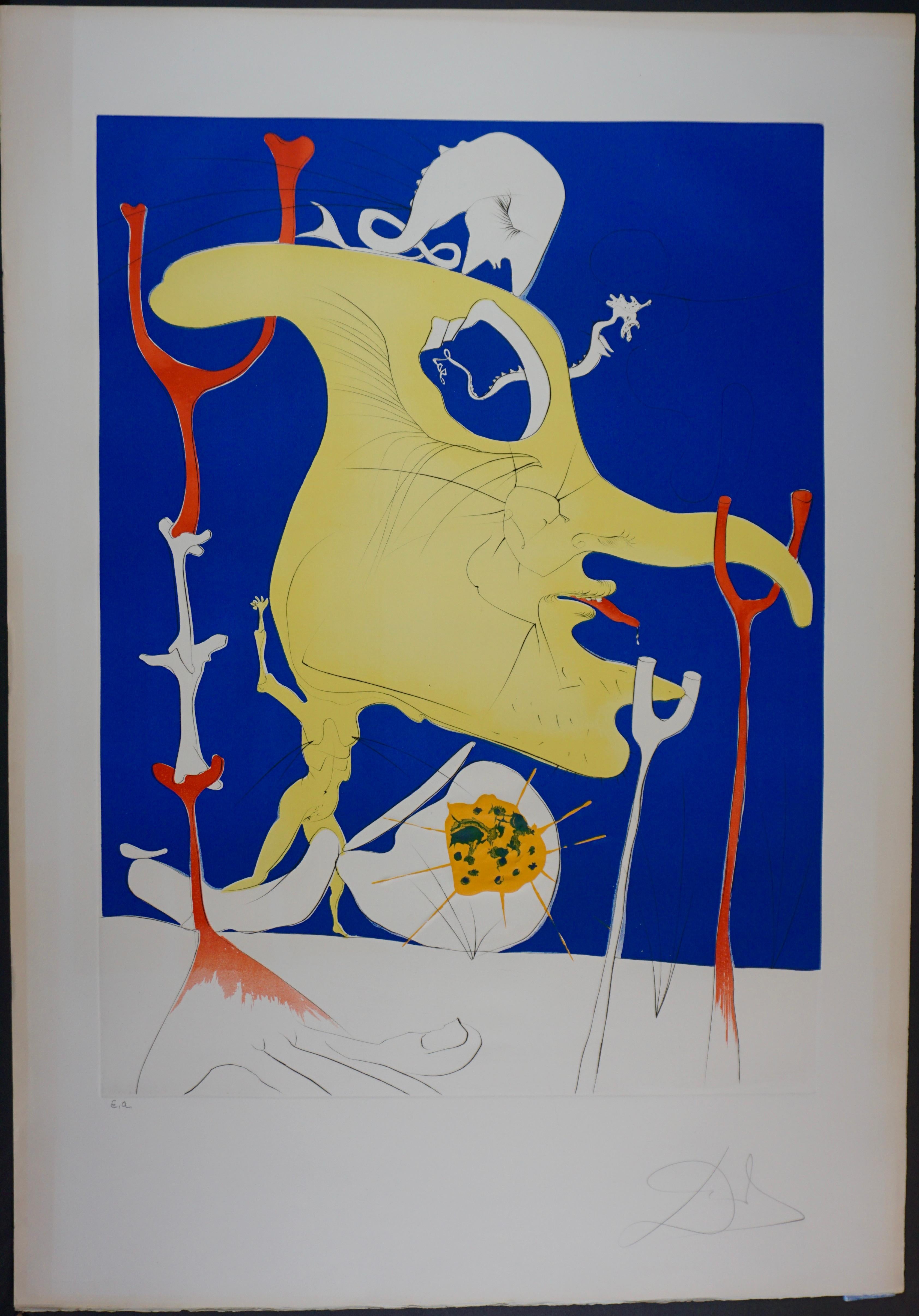 Abstract Print de Salvador Dalí - La Conquista del Cosmos El Último Comer del Último Planeta