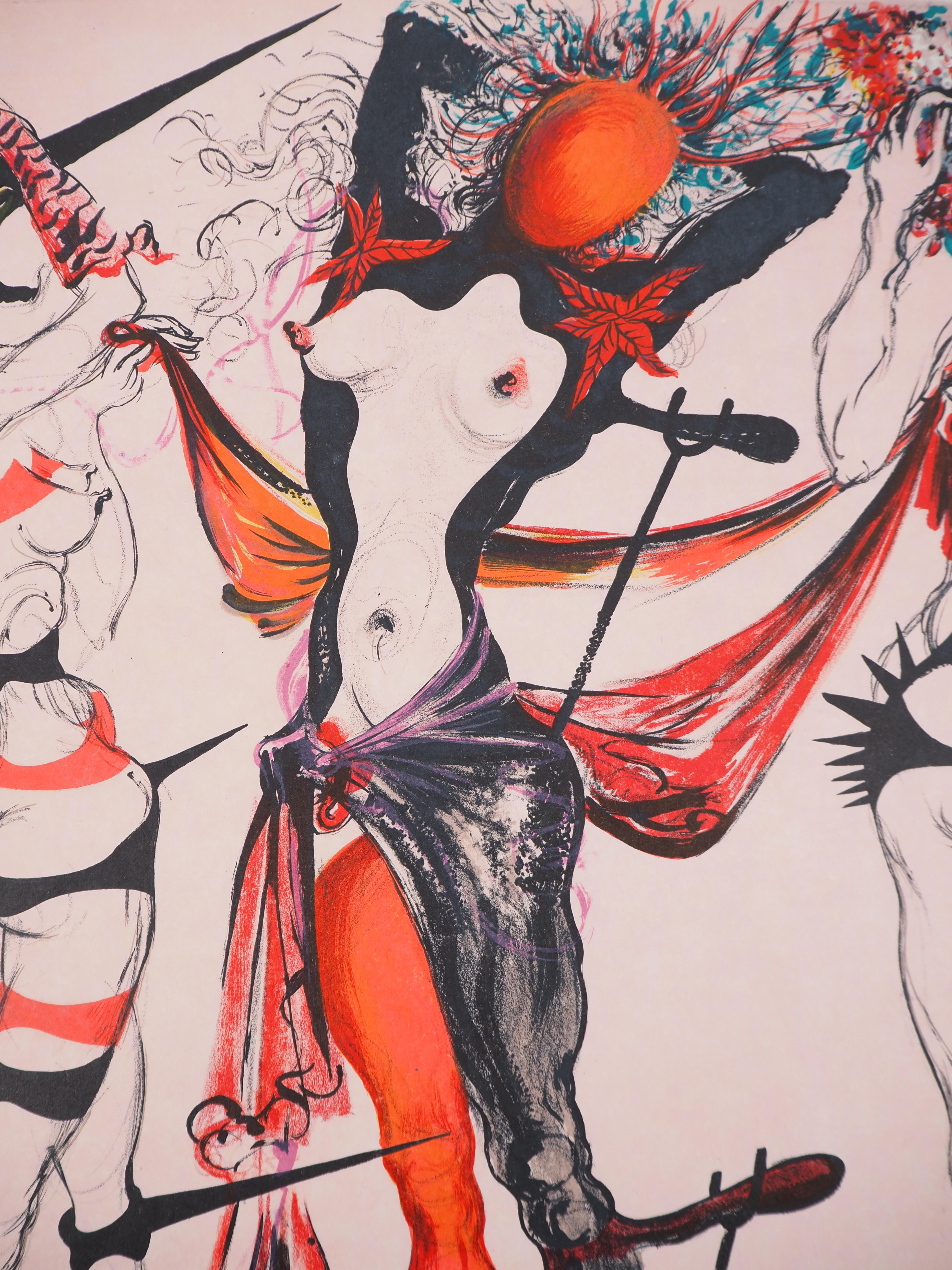 Costumi per Tristan Fou, Donne in fiore - Litografia originale firmata (Campo 70-2) in vendita 2