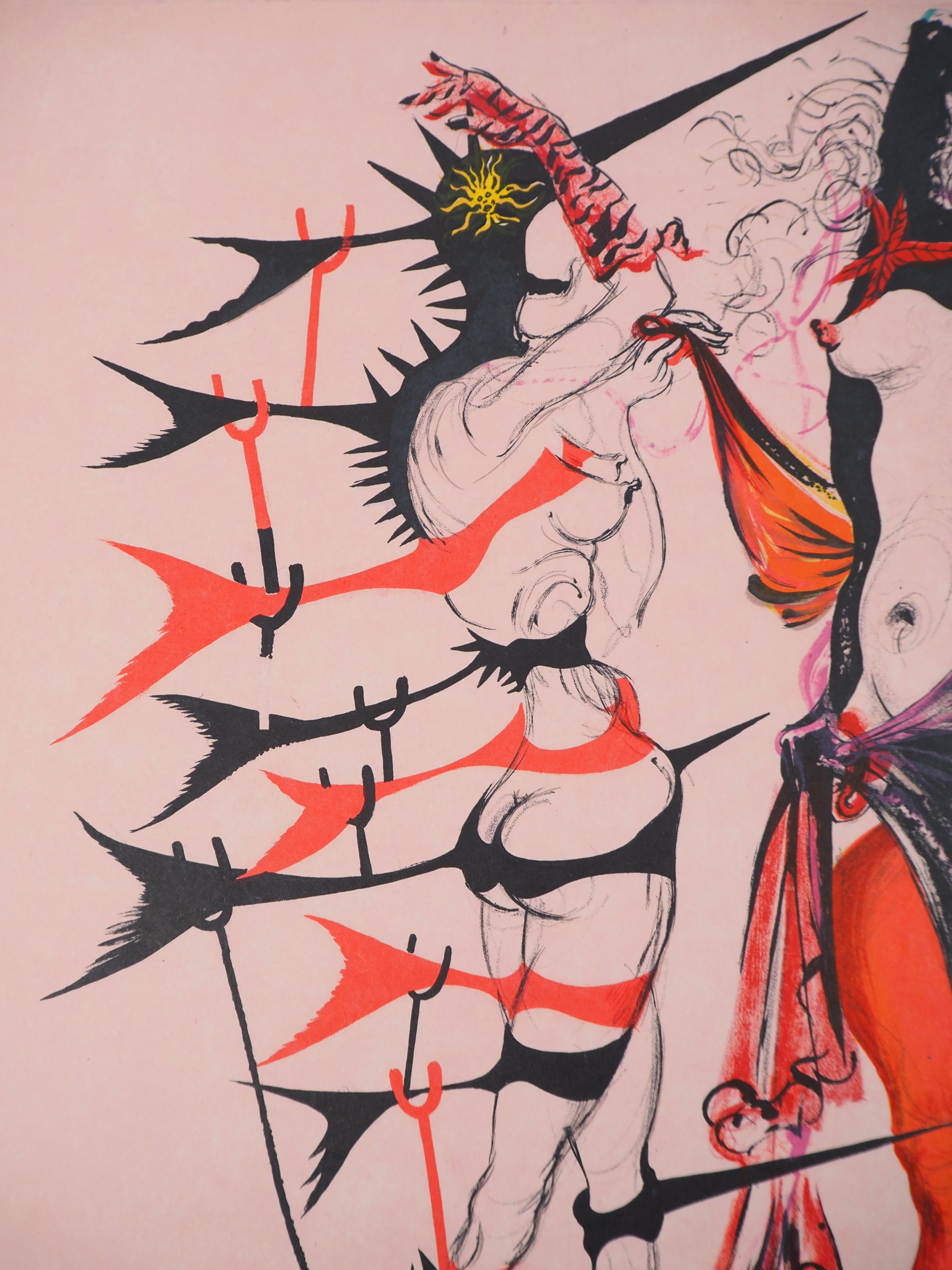 Costumi per Tristan Fou, Donne in fiore - Litografia originale firmata (Campo 70-2) in vendita 3