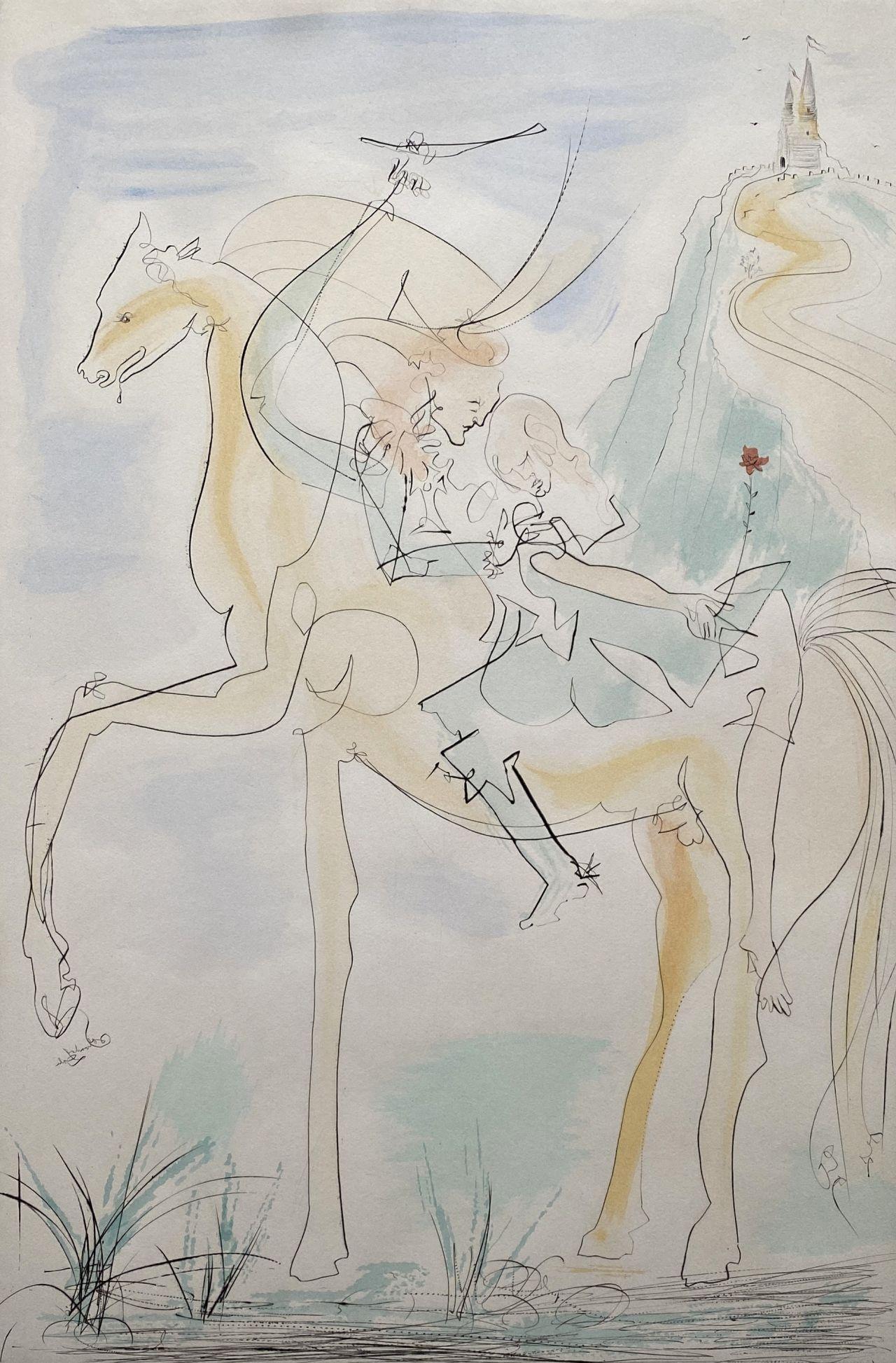 Couple With Horse - Etching Hand Signed & Numbered - Print by Salvador Dalí