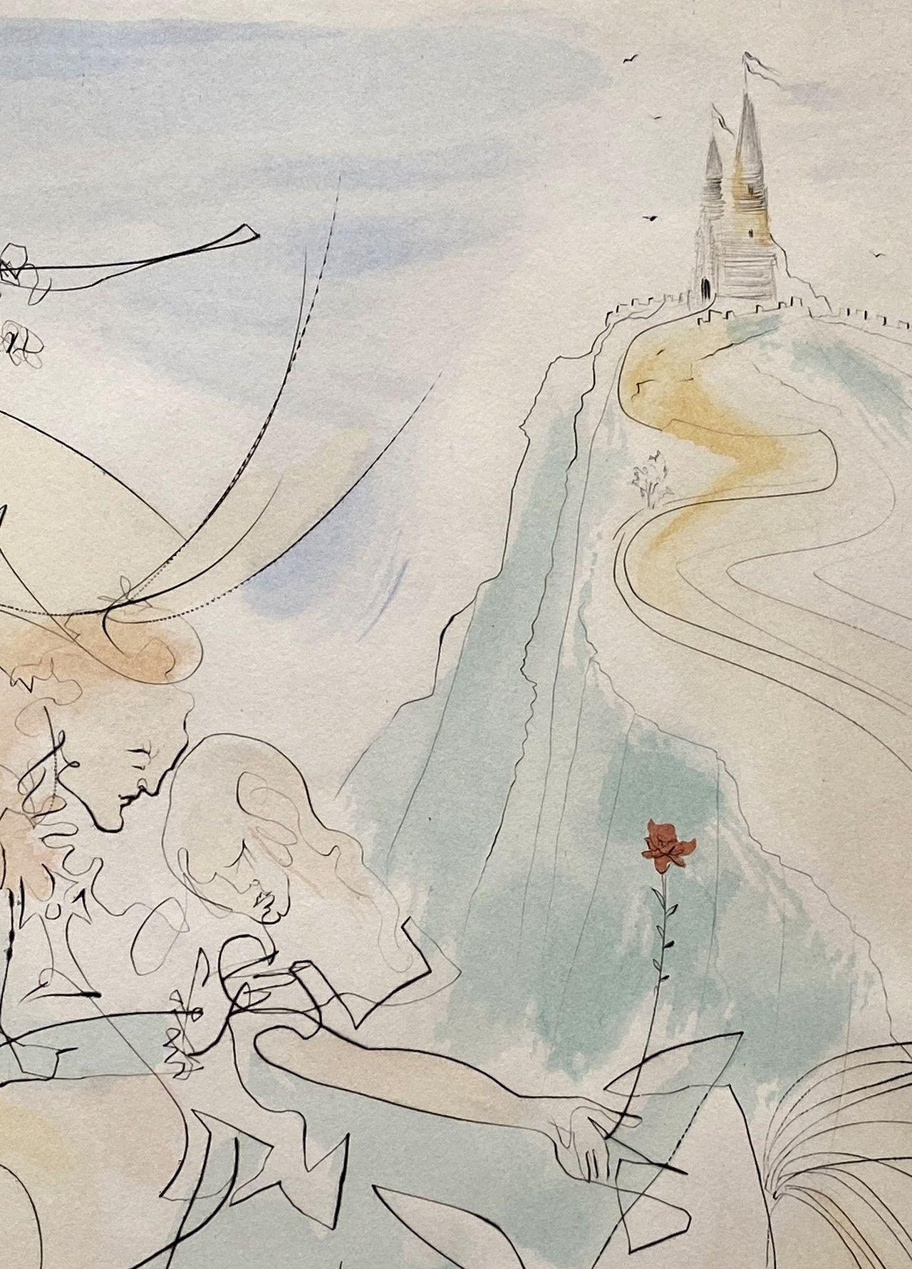 Salvador DALI
Couple with horse

Original etching, 1971
Hand signed in pencil by the artist
Numbered from a limited edition of 150 copies
On BFK Rives vellum, size 75 x 56 cm (c. 30 x 22 in)
Good condition (fresh colors but margins are
