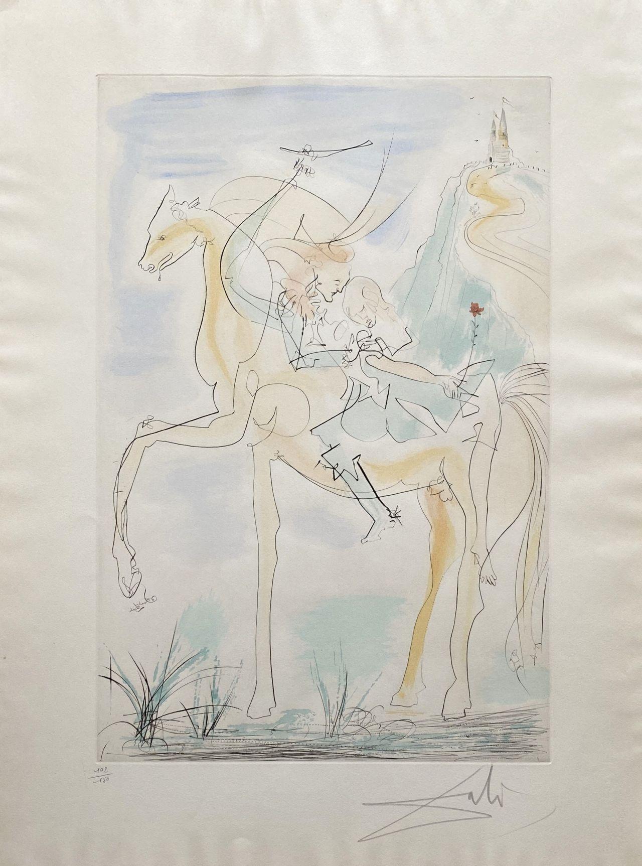 Salvador Dalí Figurative Print - Couple With Horse - Etching Hand Signed & Numbered