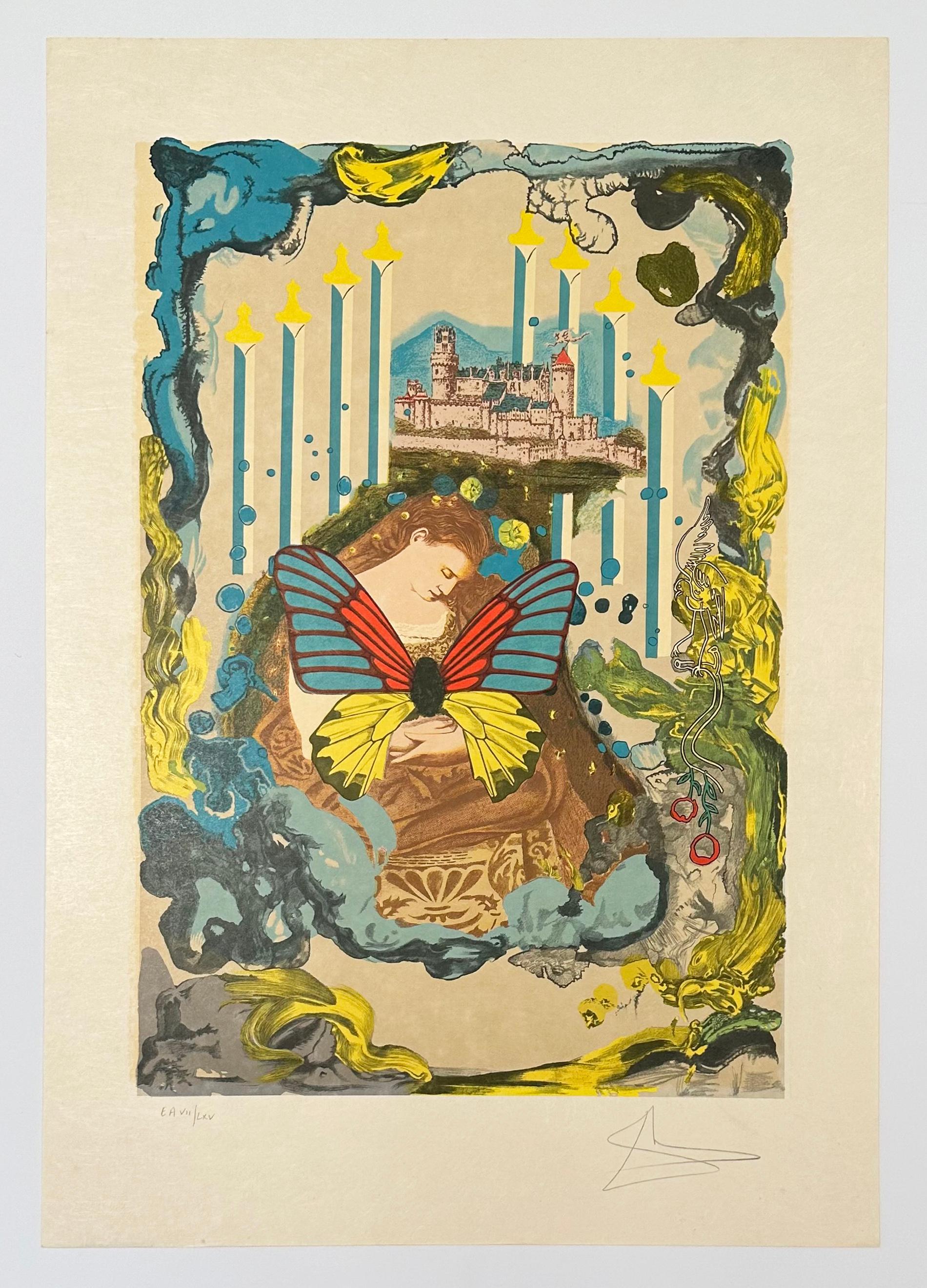 Cortigiana (otto di spade), da Papillons Anciennes - Print di Salvador Dalí
